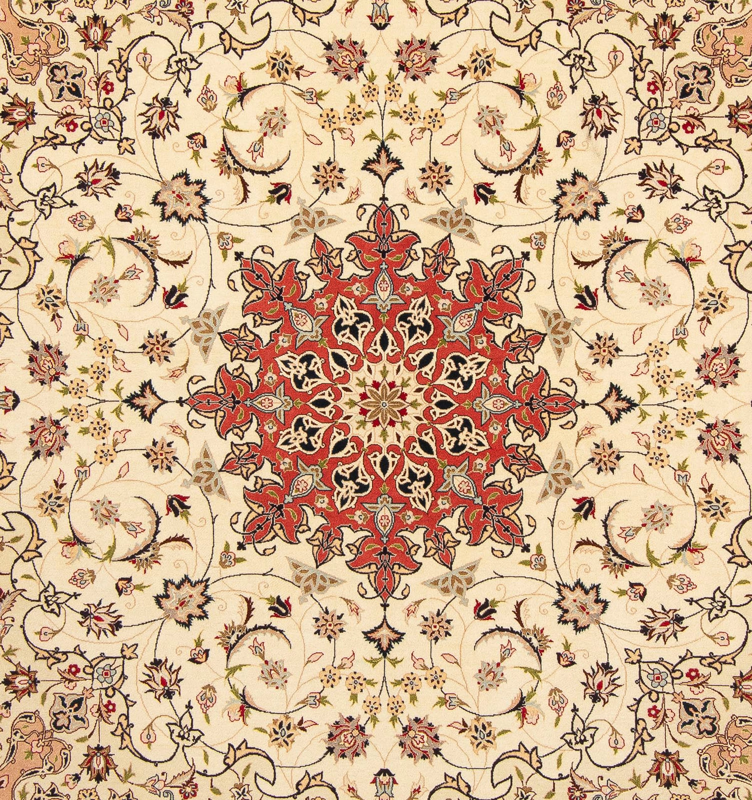 morgenland Orientteppich »Perser - Täbriz - Royal quadratisch - 209 x 208 cm - beige«, quadratisch, Wohnzimmer, Handgeknüpft, Einzelstück mit Zertifikat