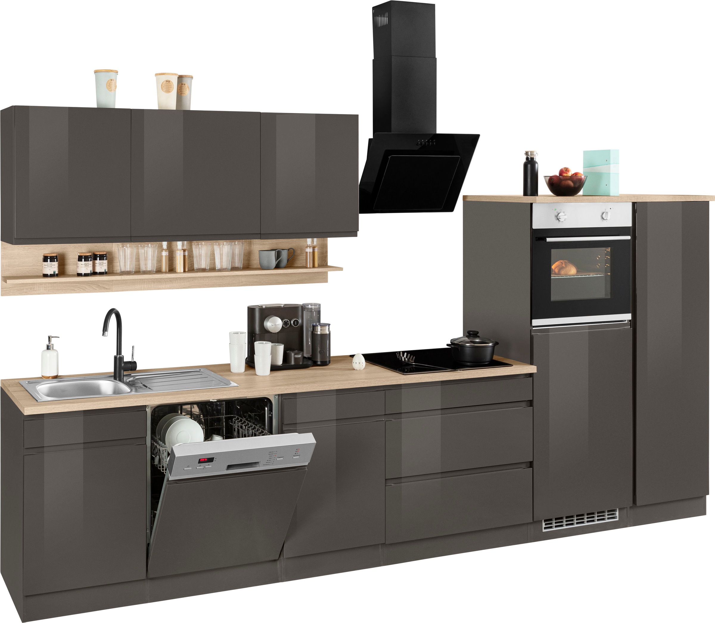 KOCHSTATION Küchenzeile »KS-Virginia«, Breite 350 cm, ohne E-Geräte