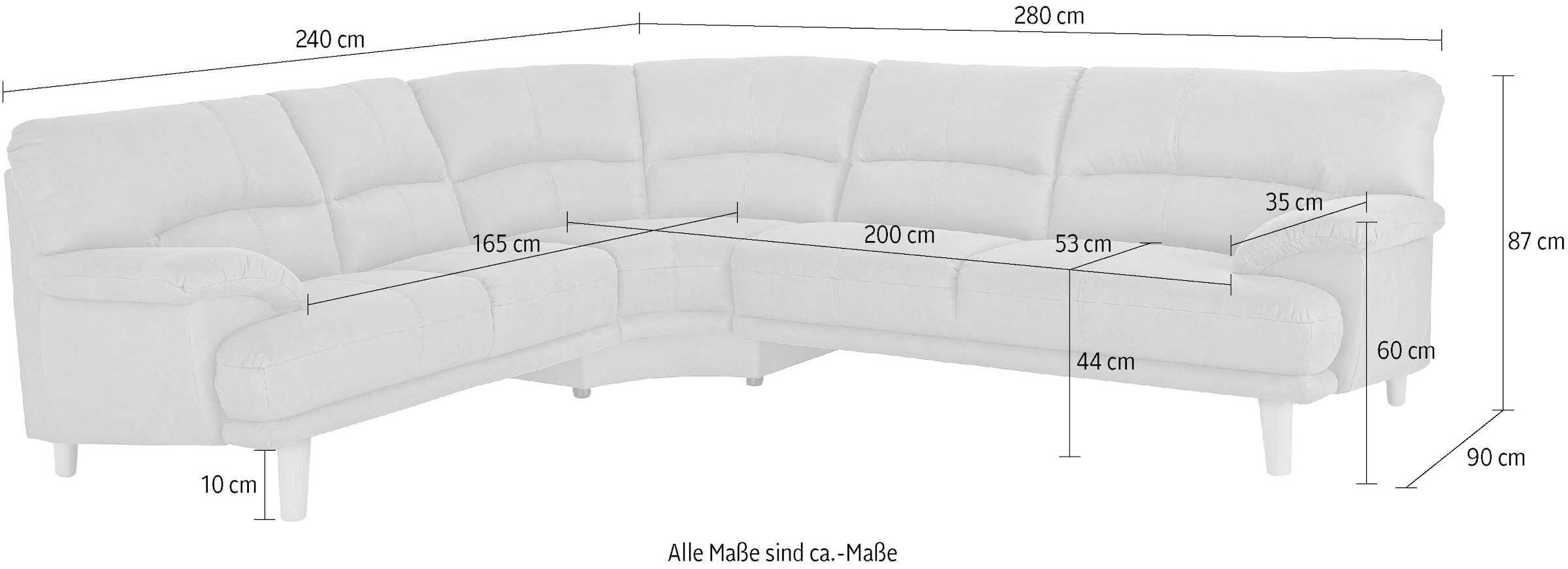TRENDMANUFAKTUR Polsterecke »Cecilia, italienisches Designsprache, modern und komfortabel, L-Form,«, toller Sitzkomfort und bequeme Armlehnen