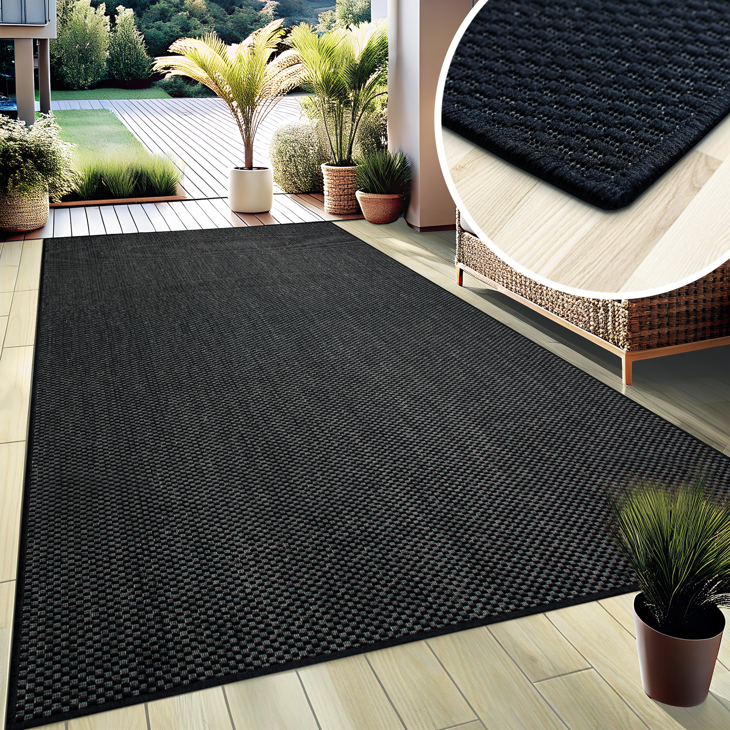 my home Teppich »Venedig auch als Läufer erhältlich«, rechteckig, 4 mm Höhe, In- und Outdoor geeignet, Sisal-Optik, Wetterfest & UV-beständig