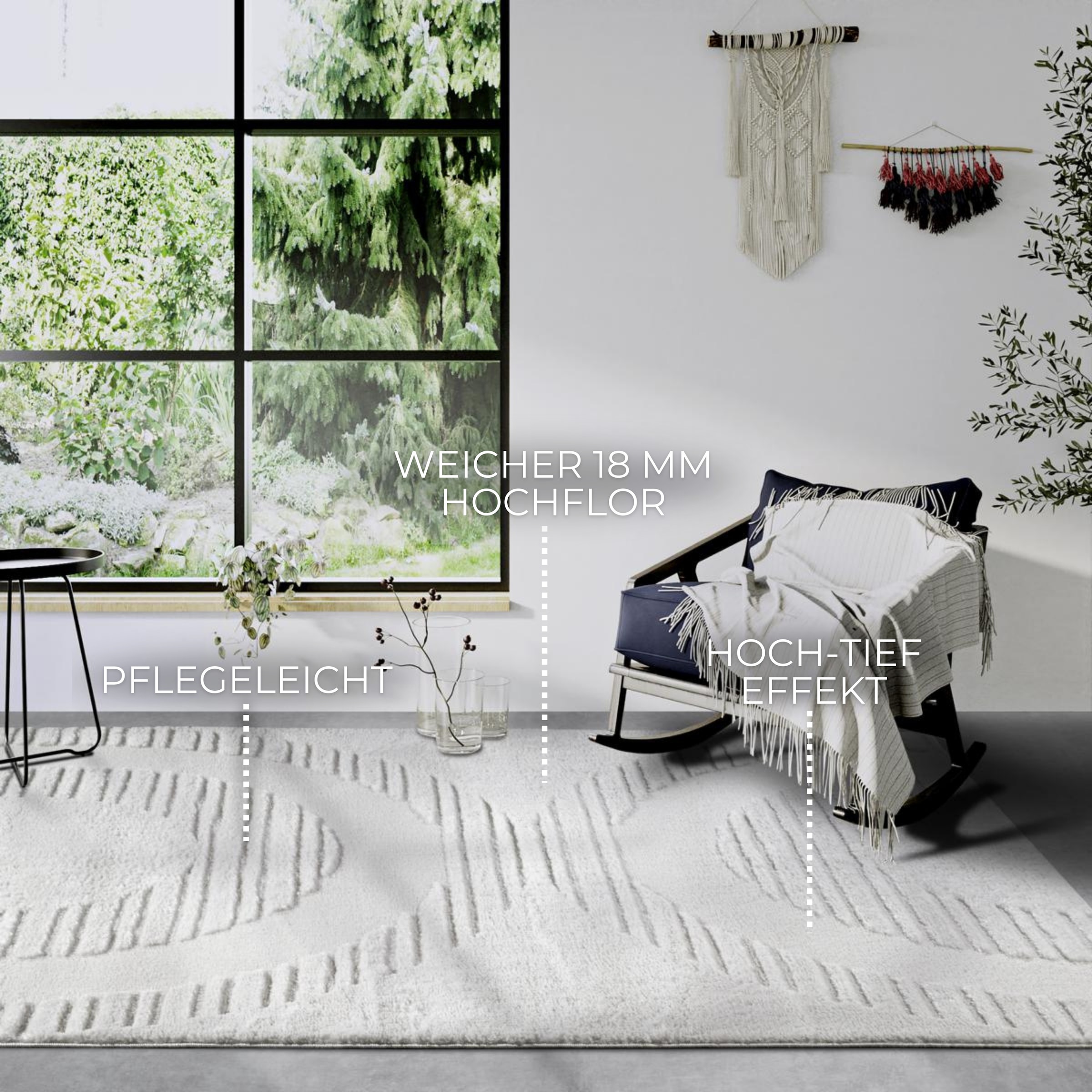 ELLE DECORATION Designteppich »Bartoux«, rechteckig, 18 mm Höhe, Hochflor, Shaggy, Läufer, weich, Langflor, modern, Hoch Tief Effekt