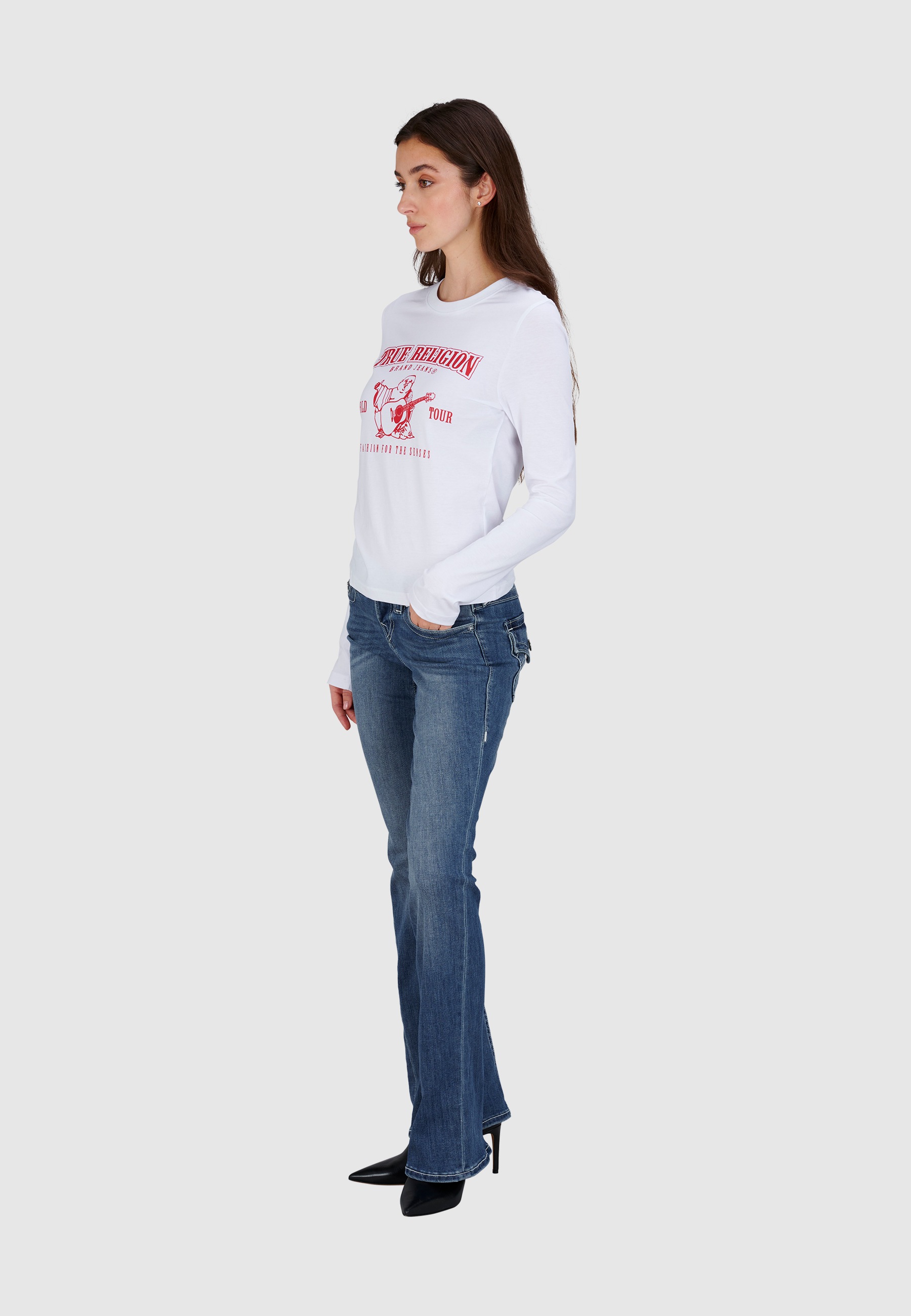 True Religion Bootcut-Jeans »BECCA MR BOOTCUT FLAP« Baumwollmischung, bootcut fit