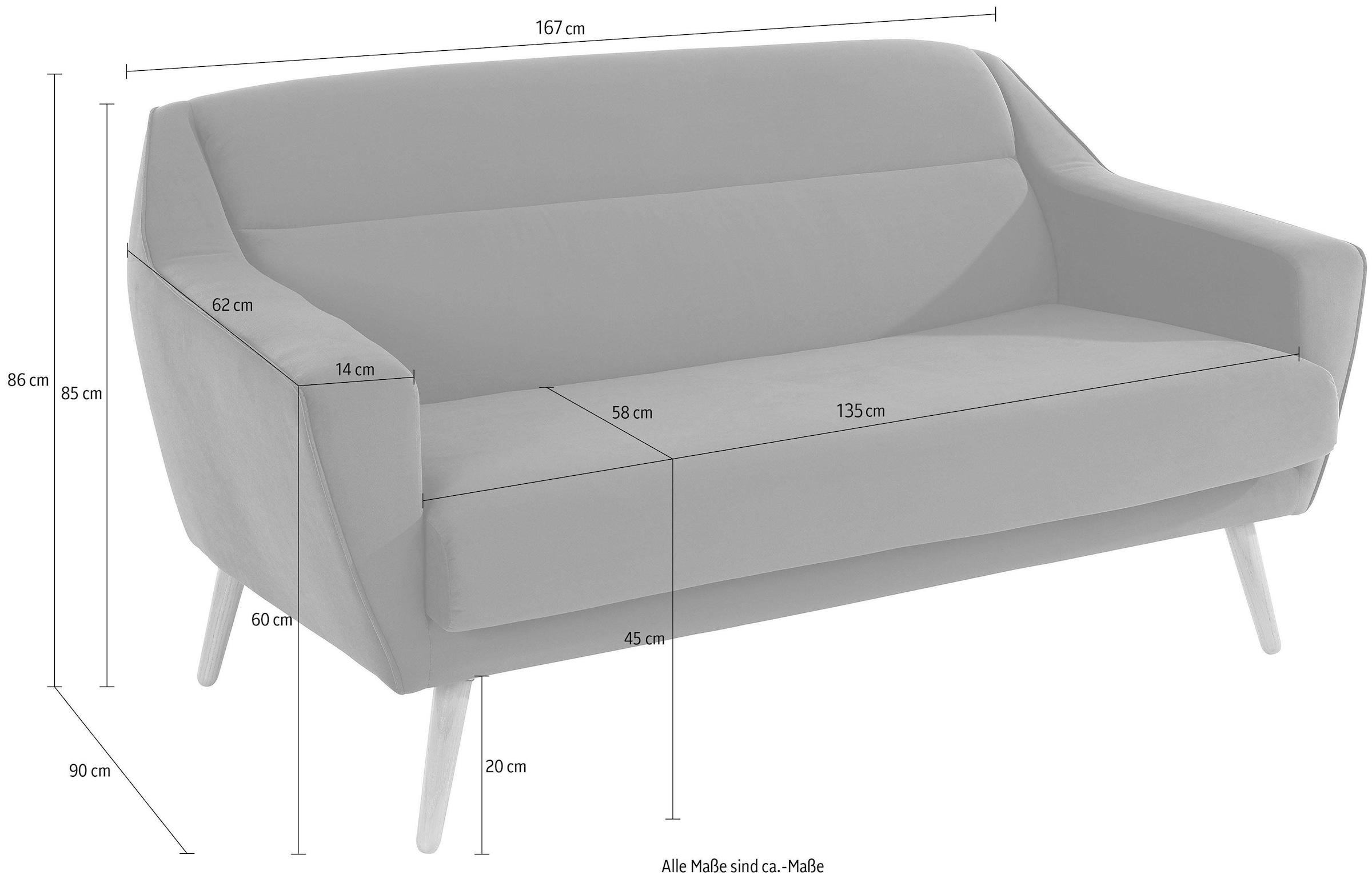 andas 2-Sitzer »Bille«, mit Naht im Rückenkissen und Eiche-Beinen, Design by Morten Georgsen