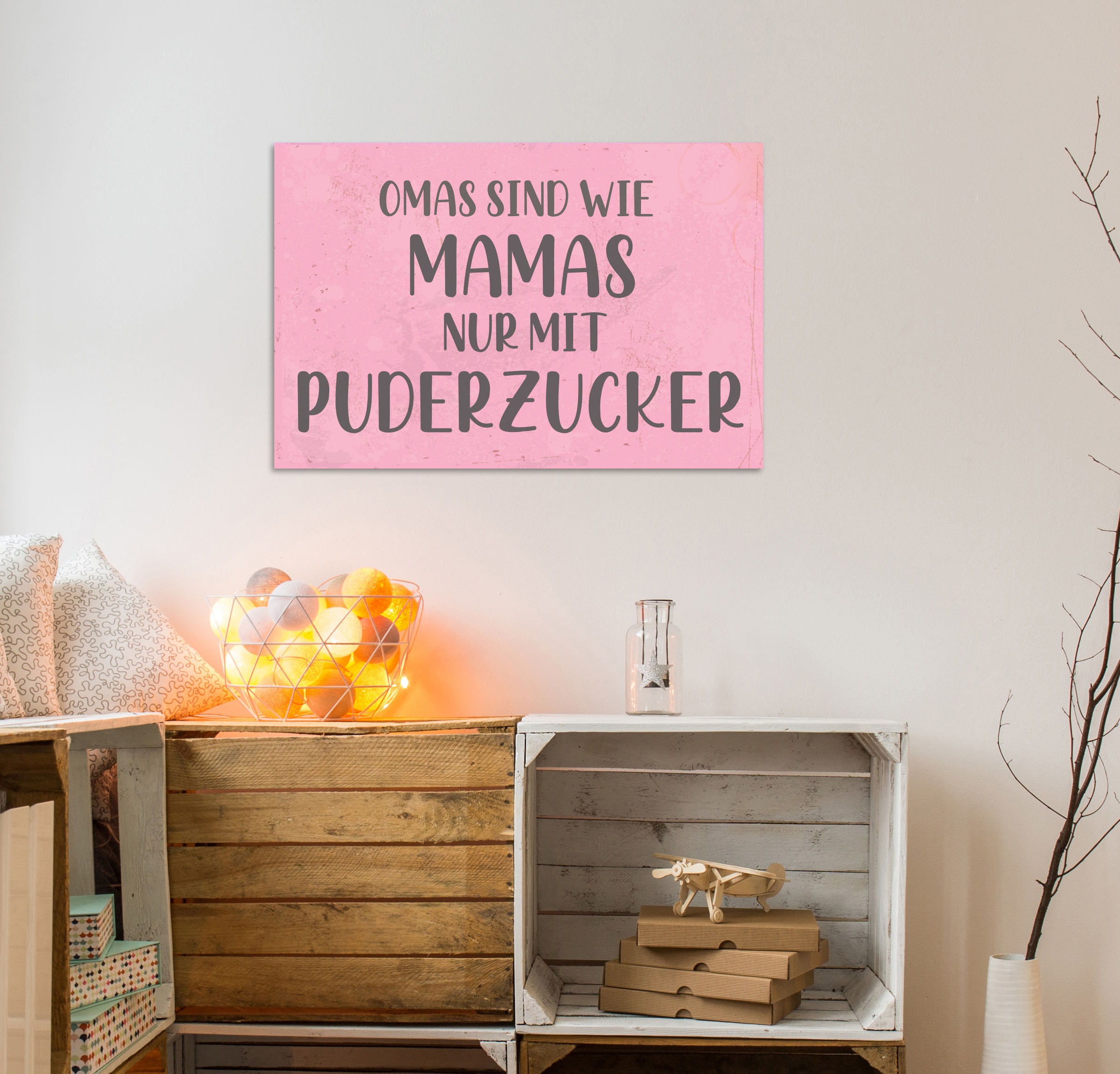 queence Metallbild »Puderzucker III«, Sprüche-Schriftzug-Sprüche-Sprüche & Texte, (1 St.), Stahlschild, Blechschild, Sprüche, Texte, witzig, Oma, Mama