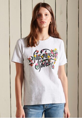 Superdry T-Shirt, Geblümtes T-Shirt mit Schriftzug kaufen
