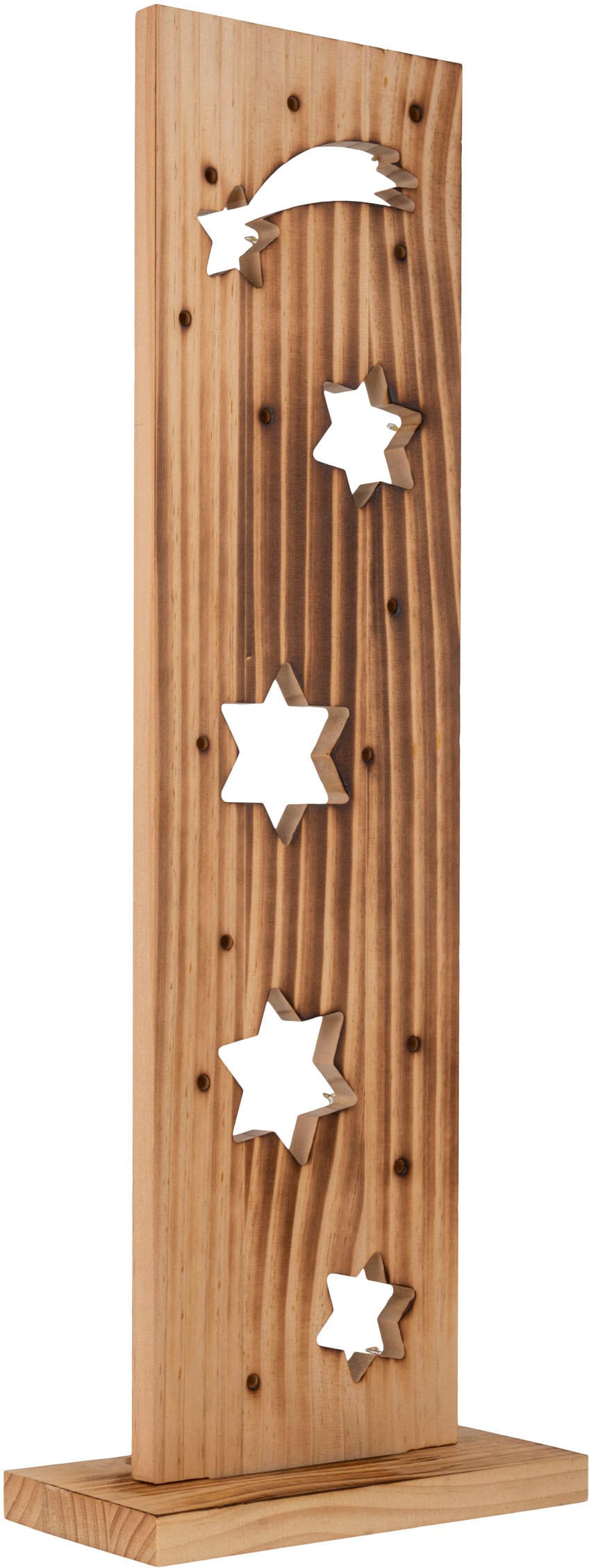 näve LED Dekoobjekt »Sterne, Weihnachtsdeko aus Holz«, Holz-Stehleuchte, Höhe ca. 60 cm, Batteriebetrieben
