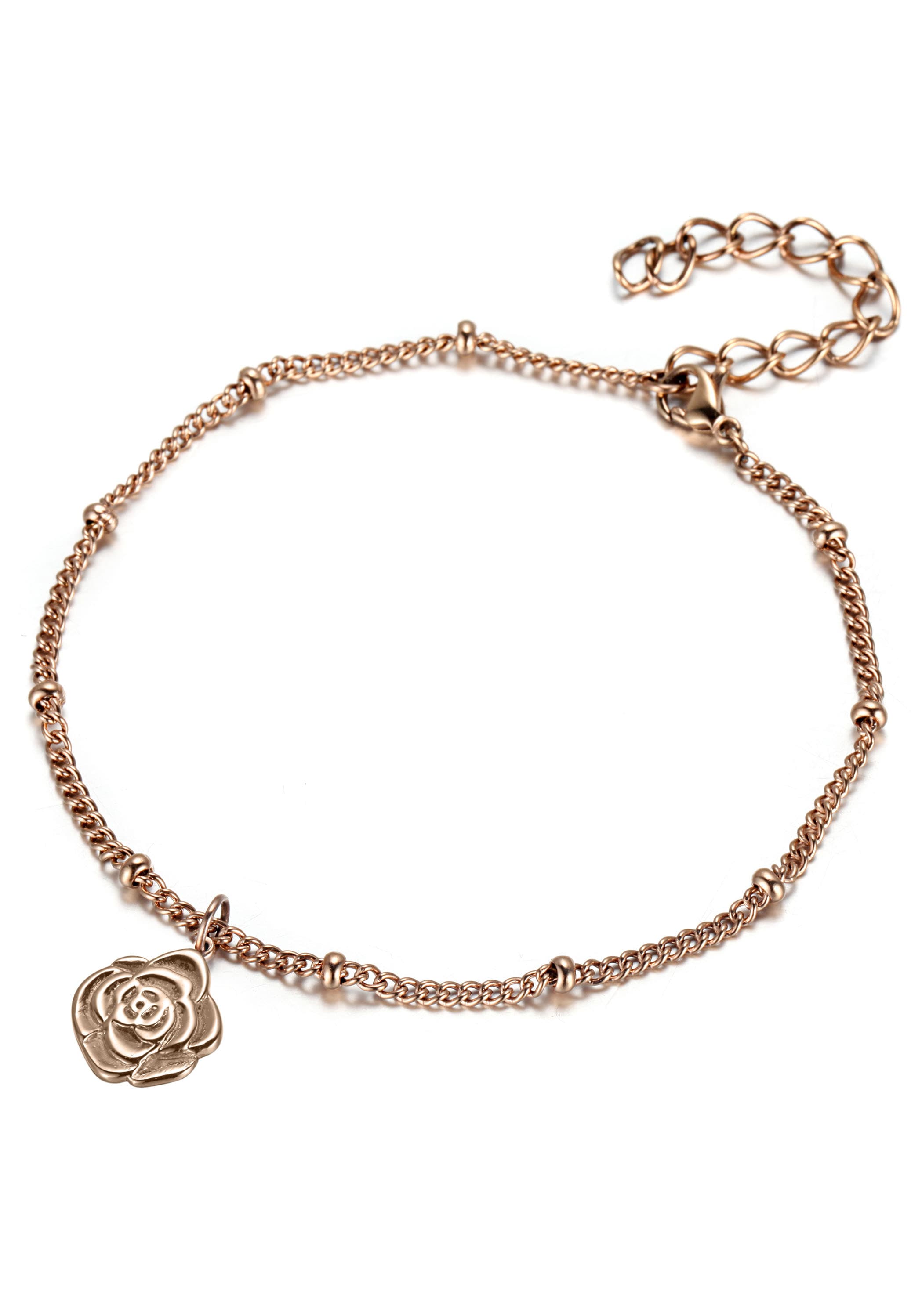 Firetti Fußkette »Schmuck Geschenk, Körperschmuck Blume - Rose, Ankerkette«