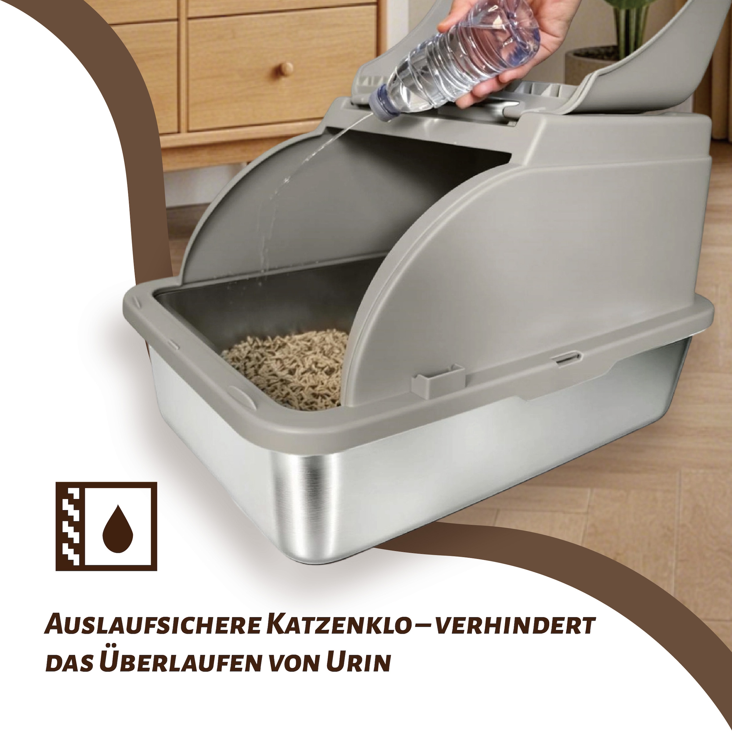 OTTO home Katzentoilette »Tidy« hochwertige Edelstahlschale – leicht zu reinigen, mit Klappdeckel