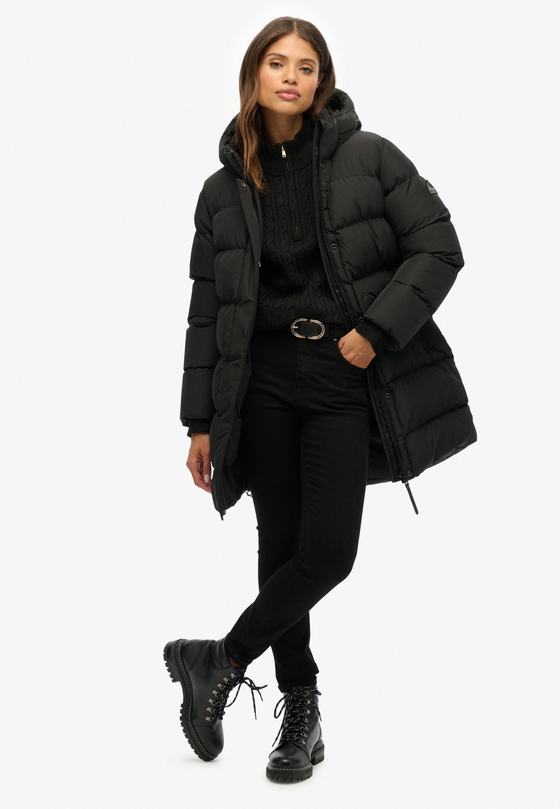 Superdry Steppjacke »HOODED SPORTS PUFFER MID JKT«, mit Kapuze
