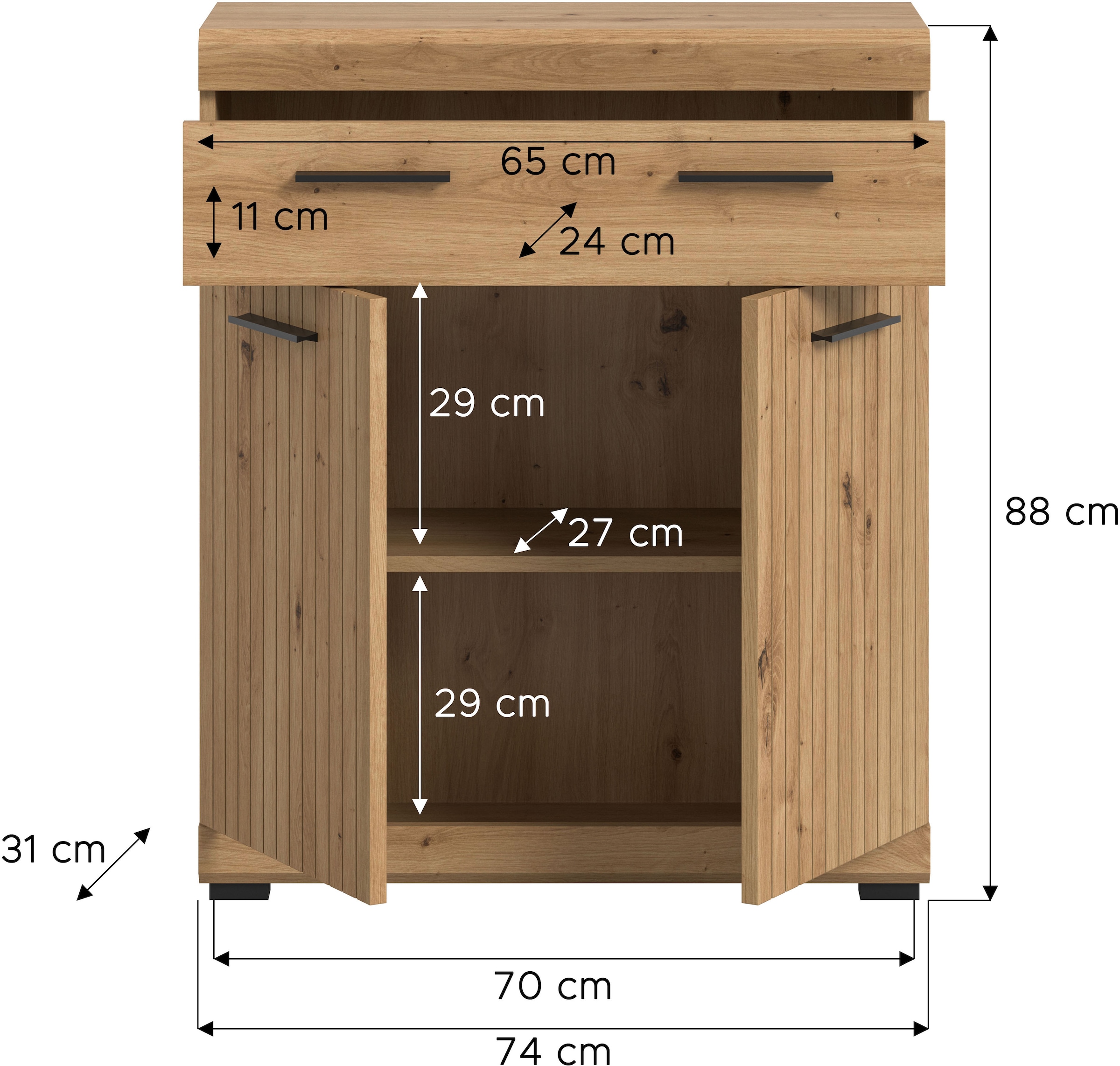 welltime Unterschrank »SIENA, Breite 74cm, 2 Tür, 1 Schubkasten, 2 Fächer, MDF-Front« TOPSELLER!,  in verschiedenen Farben erhältlich, Badmöbel, Badschrank, Kommode, Bad