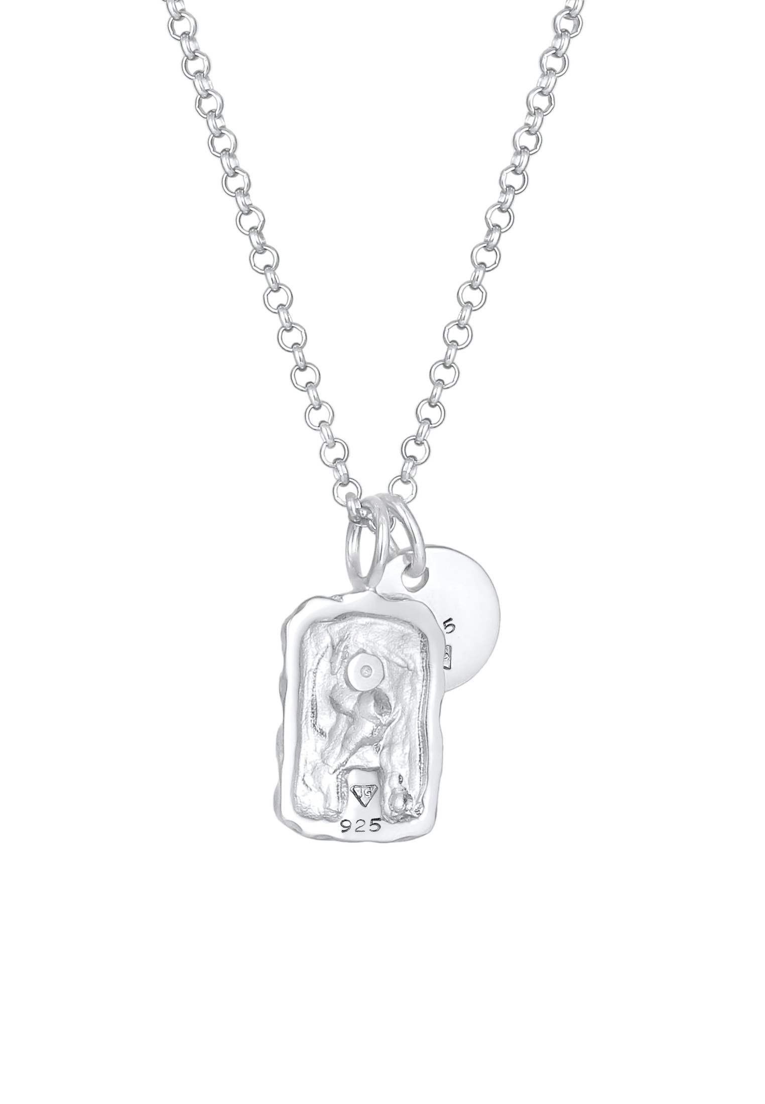 Elli Kette mit Anhänger »Halskette Plättchen Rechteck Organic Look 925 Silber«