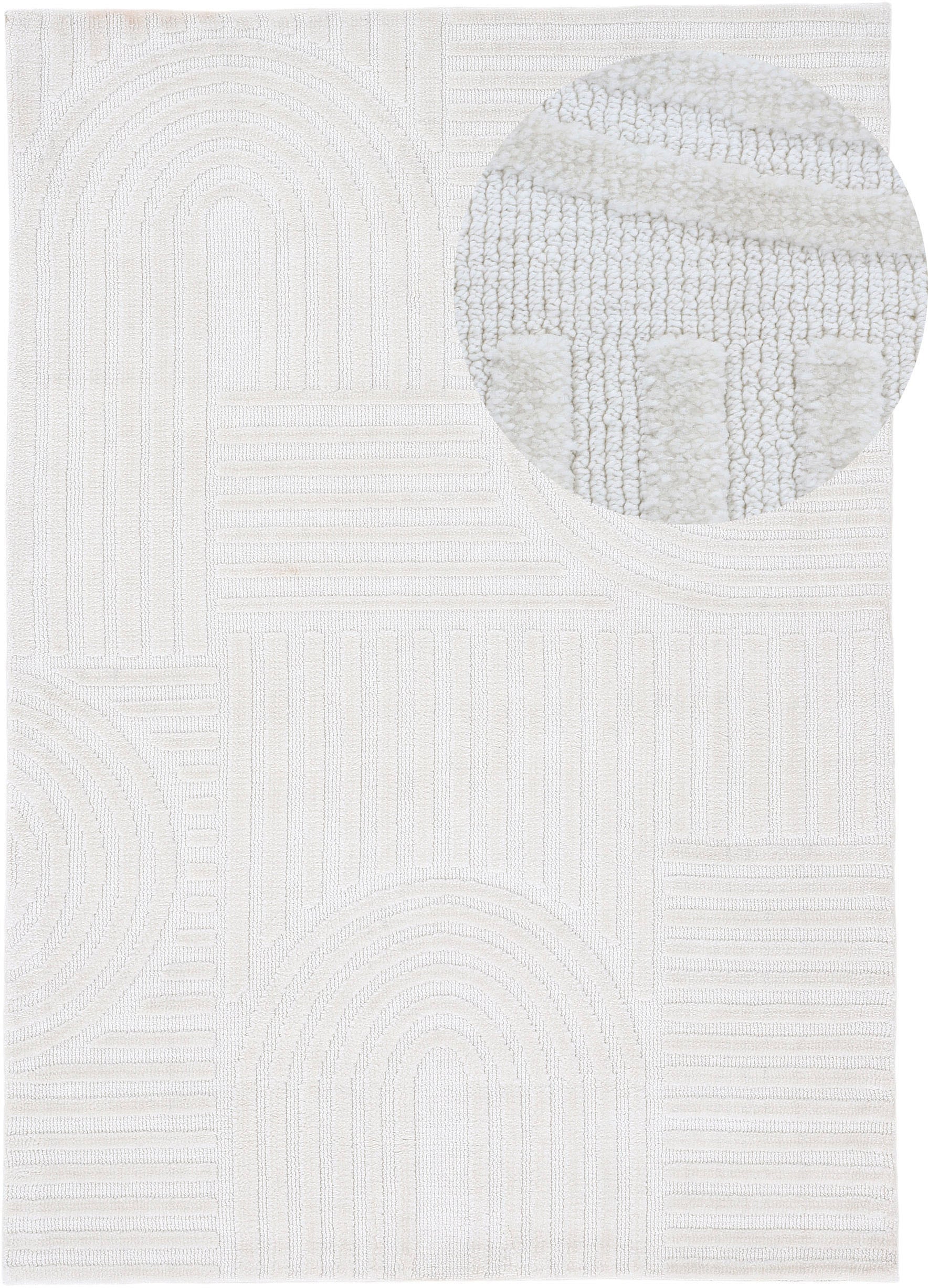 carpetfine Teppich »Holly 4 - Soft Touch Microfaser Teppich«, rechteckig, 12 mm Höhe, Boho Scandi, weiche dichte getuftete Hoch-Tief-Struktur, Wohnzimmer