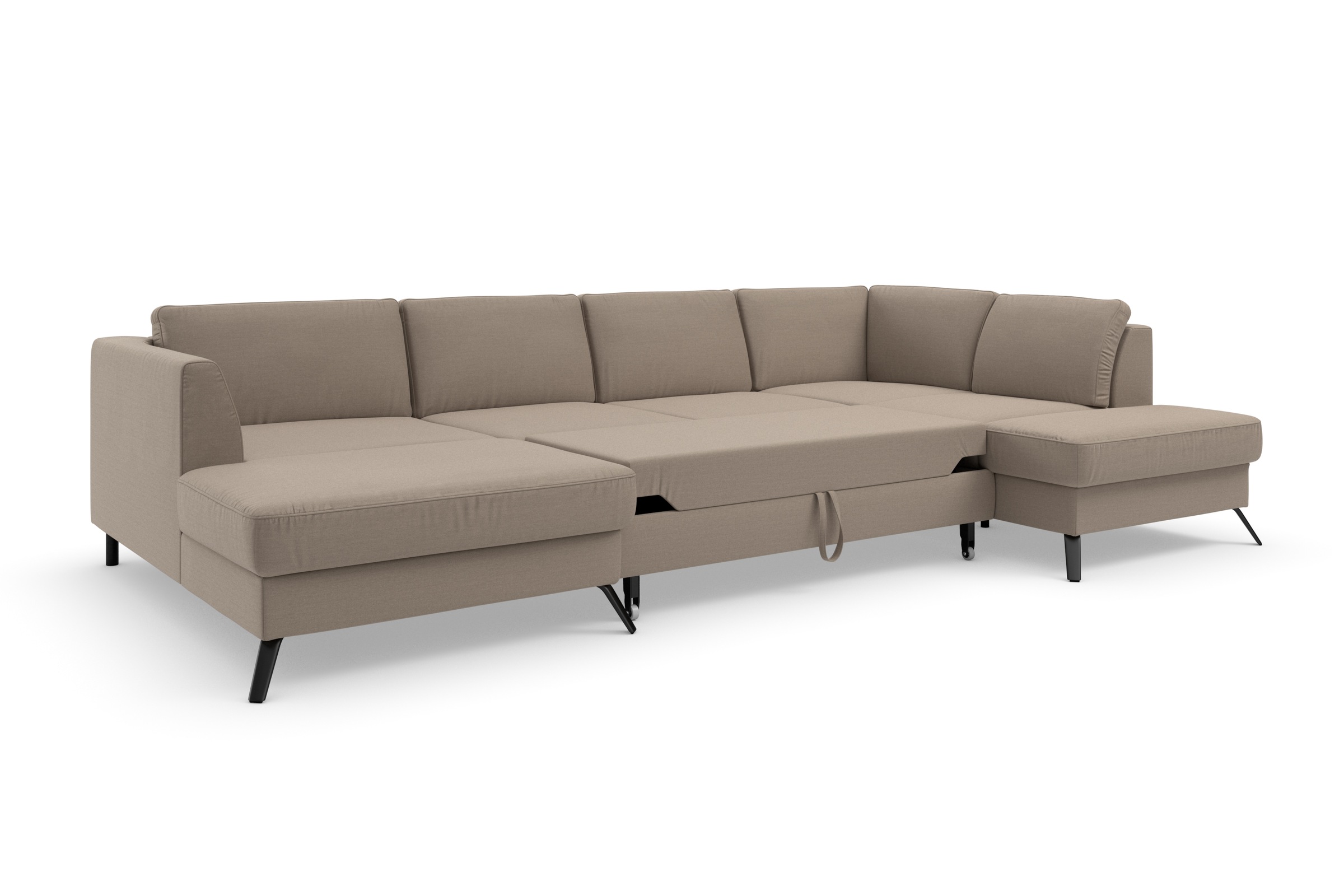 sit&more Wohnlandschaft »Olsen U-Form«, inklusive Sitztiefenverstellung, wahlweise mit Bettfunktion, 15cm hoch