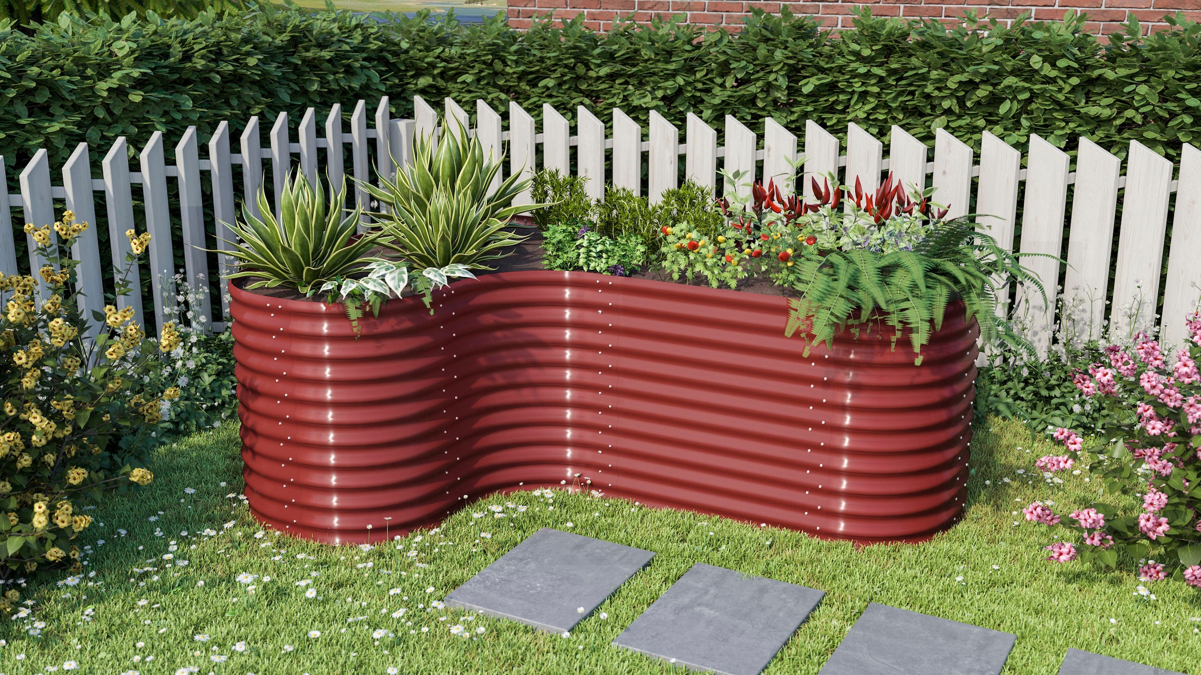 Vitavia Hochbeet »Erweiterung Curve 858«, BxTxH: 80x80x86 cm, rubin