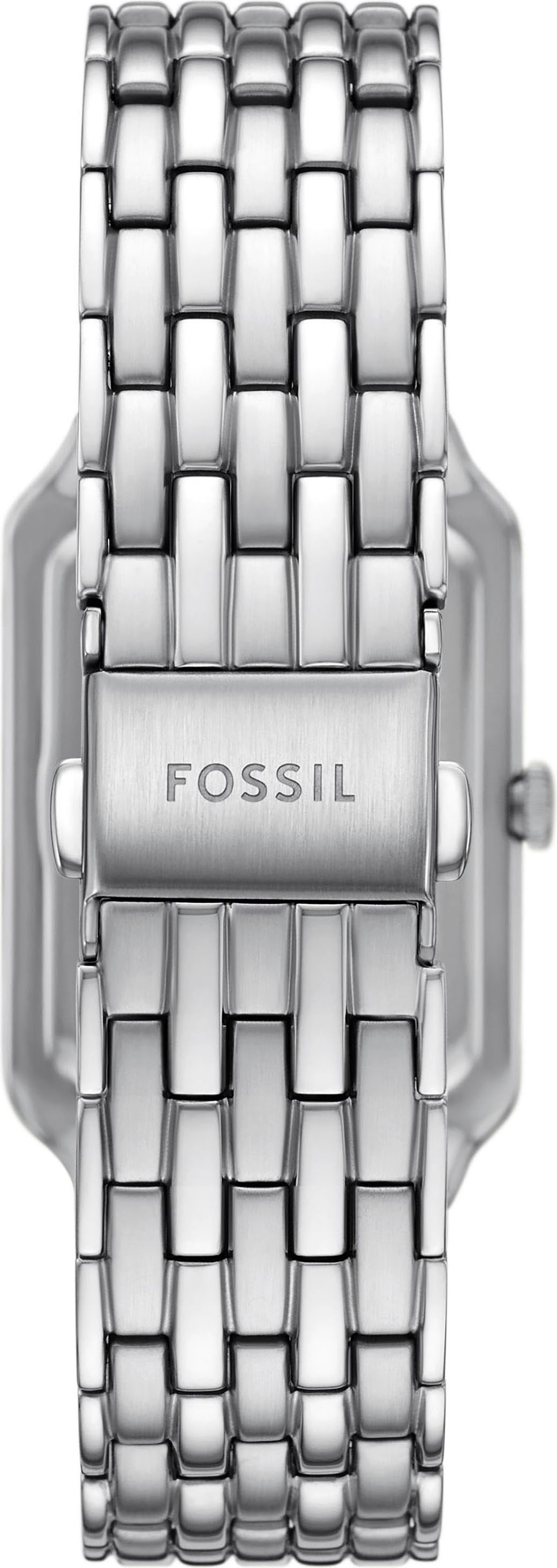 Fossil Quarzuhr »RAQUEL«, Armbanduhr, Damenuhr, Edelstahlarmband, analog, Tag, Glassteine