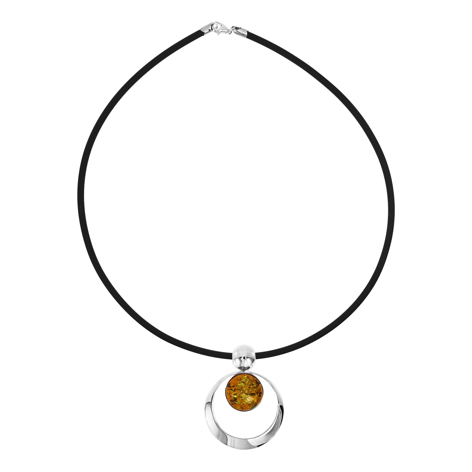 OSTSEE-SCHMUCK Kette mit Anhänger »- Lenka - Kautschukreif - Silber 925/000 - Bernstein«