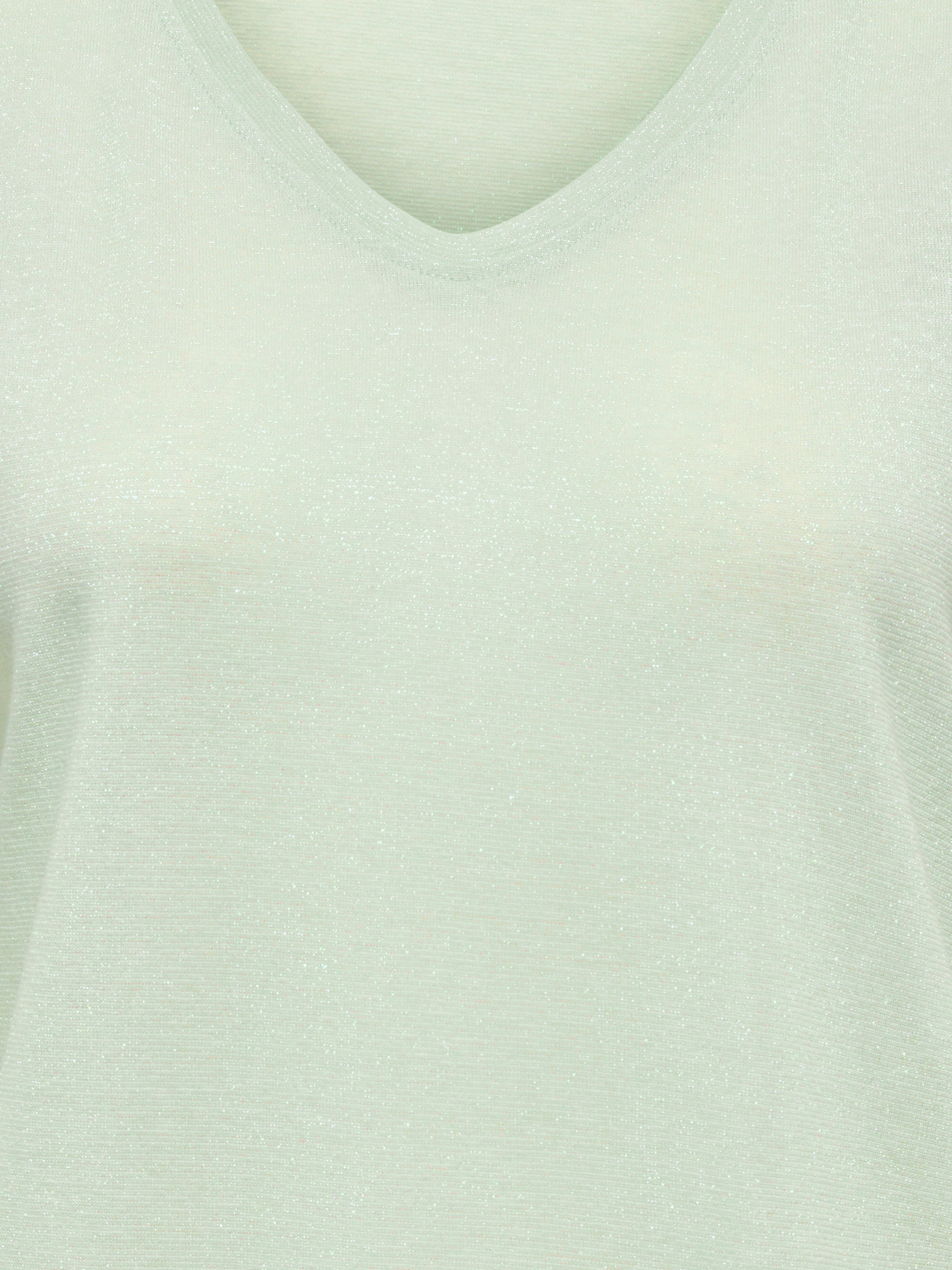 ONLY Kurzarmshirt »ONLSILVERY S/S V NECK LUREX TOP JRS NOOS« Materialmix mit Glitzer, loose fit, Rundhals