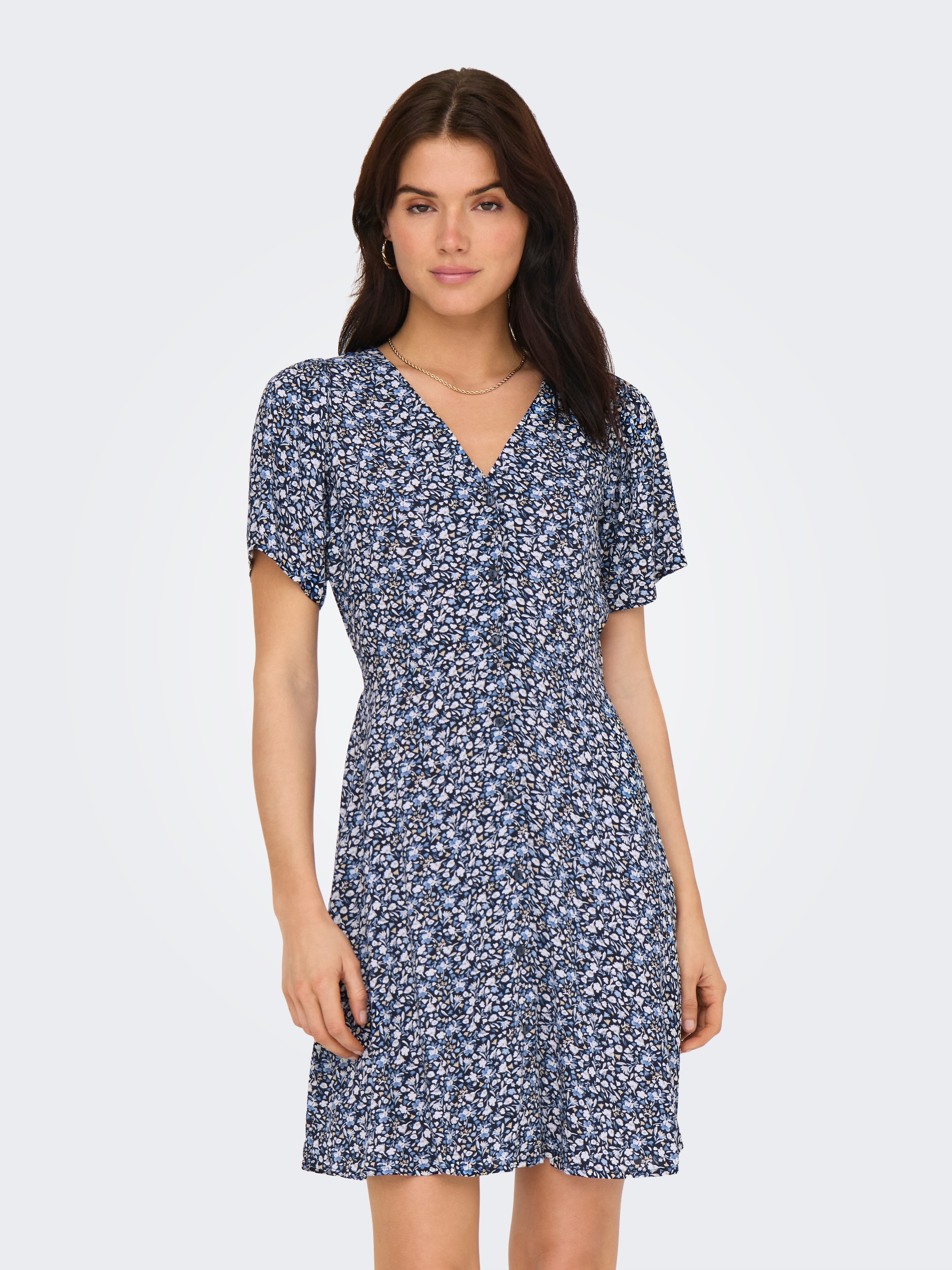 ONLY Minikleid »ONLEVIDA S/S SHORT DRESS WVN NOOS« Viskose, regular fit, V-Ausschnitt