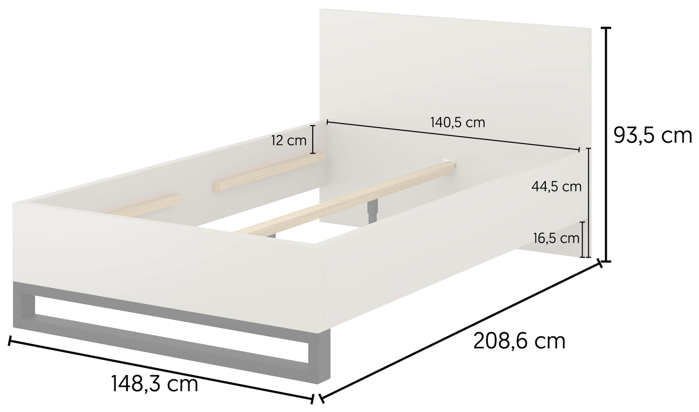 Home affaire Bettgestell »Bronne, Topeseller, Industrial Design« In den Breiten 140cm, 160cm und 180cm,  Stauraumbett in drei Breiten, stabil mit Kufen in Metalloptik