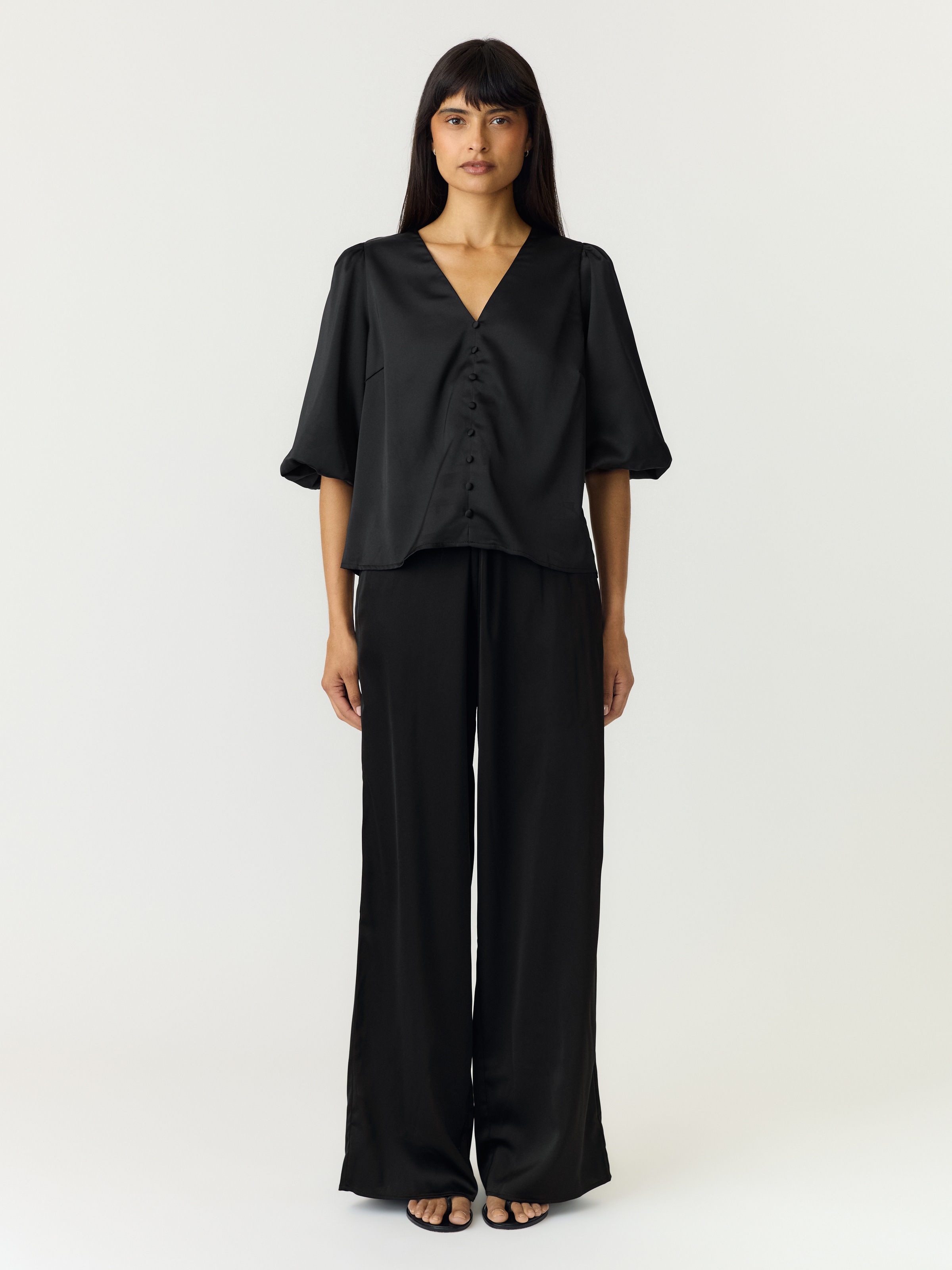Y.A.S Anzughose »YASPELLA HW WIDE PANTS S. NOOS«  mit Stretch, glänzend