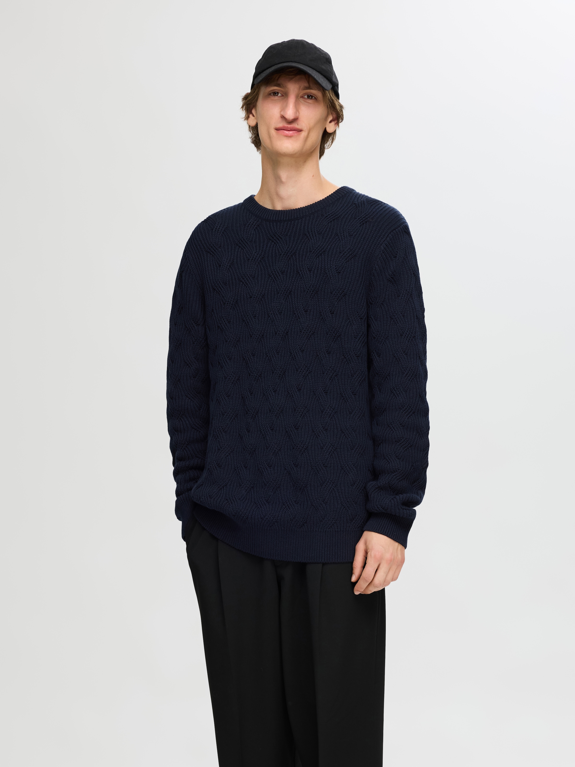 SELECTED HOMME Strickpullover »SLHCALLIS LS KNIT CABLE CREW NECK NOOS«