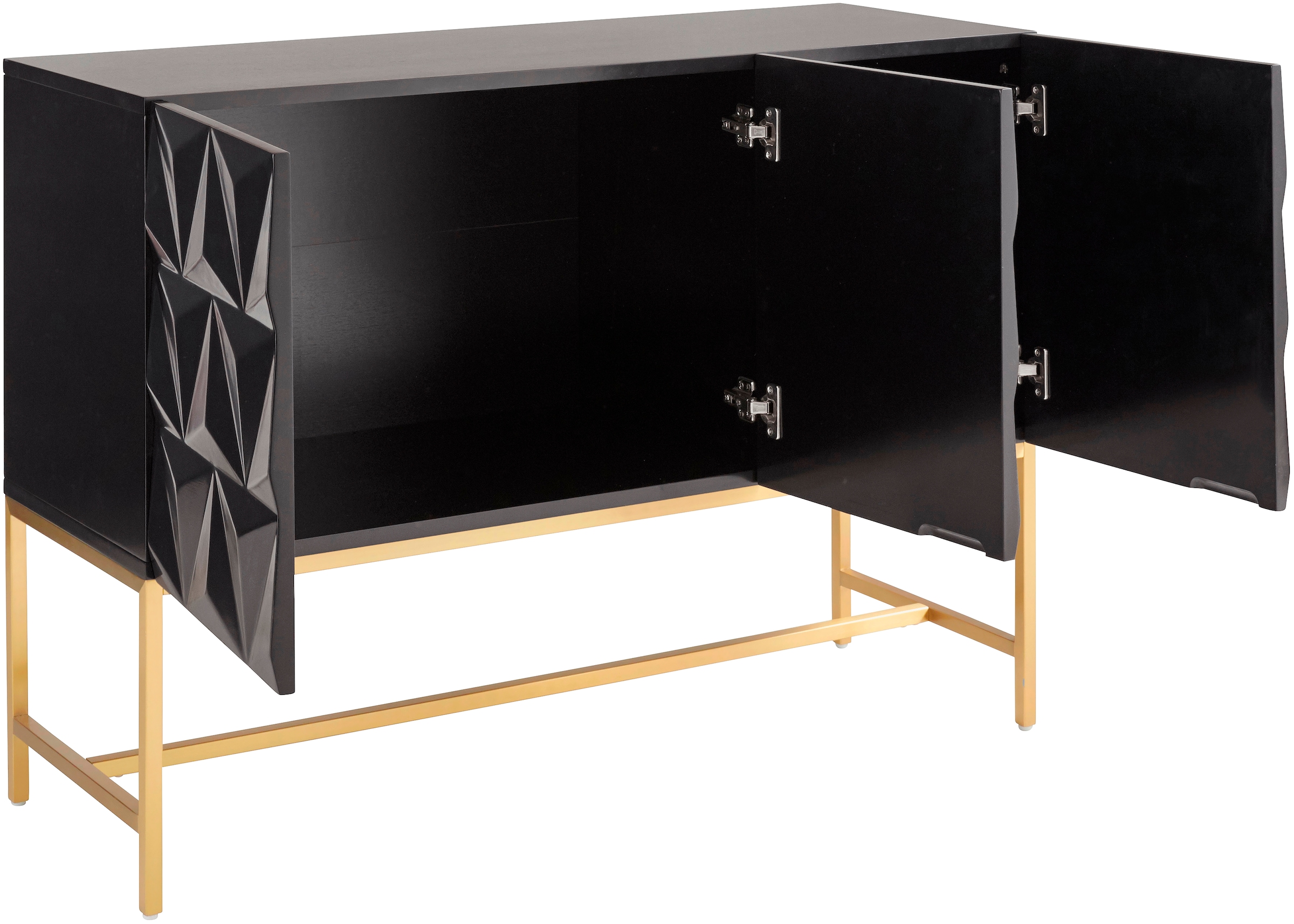 Leonique Sideboard »Rovuma«, in 3D-Optik und goldfarbenem Metallgestell