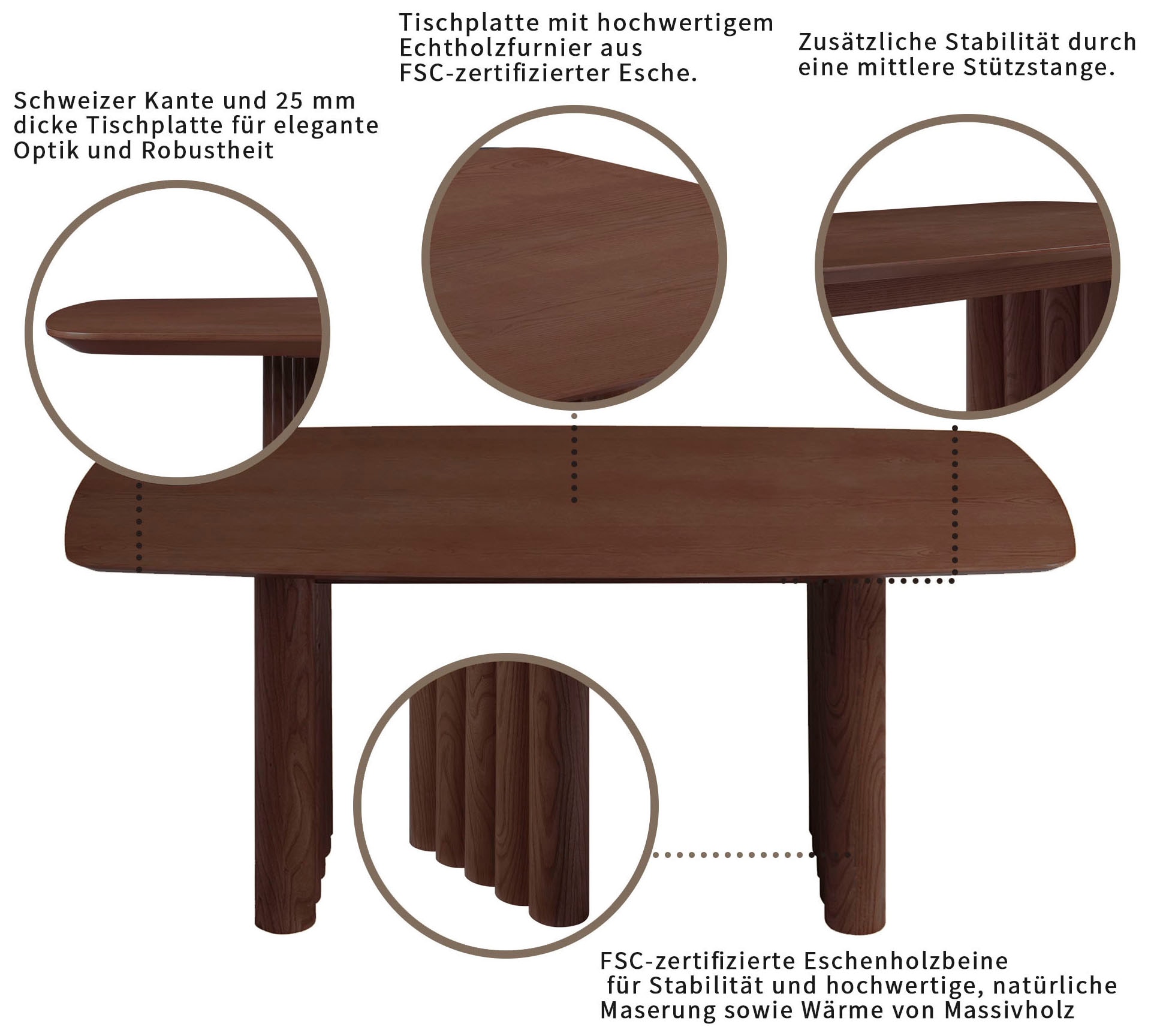 OTTO home Esstisch »Sacy« FSC-zertifizierter Esche, Schweizer Kante, Breite 180 cm