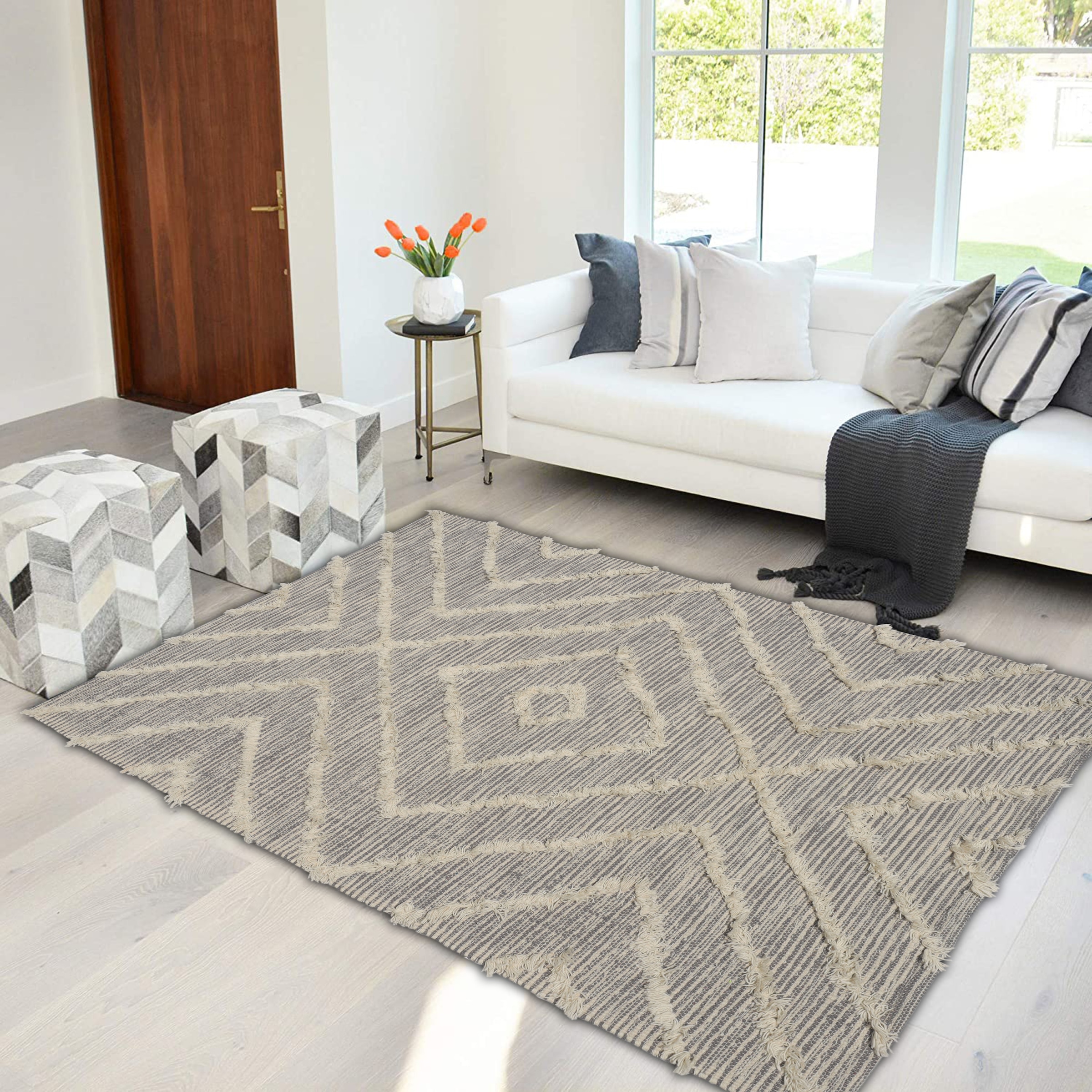 my home Teppich »Kanja«, rechteckig, weiche Haptik, Boho Look,  Berber-Optik, Rauten-Design online bei OTTO | Kurzflor-Teppiche