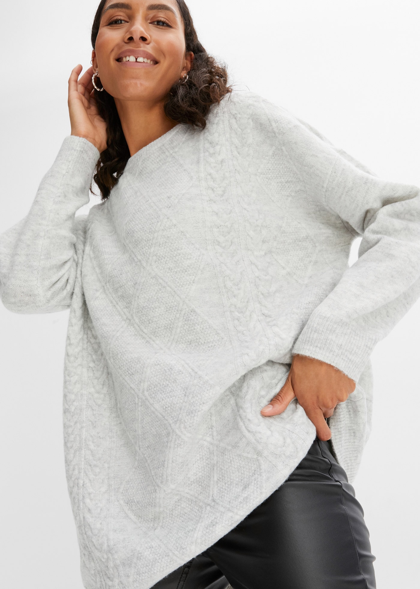 bonprix Strickpullover Oversize-Pullover mit Zopfmuster