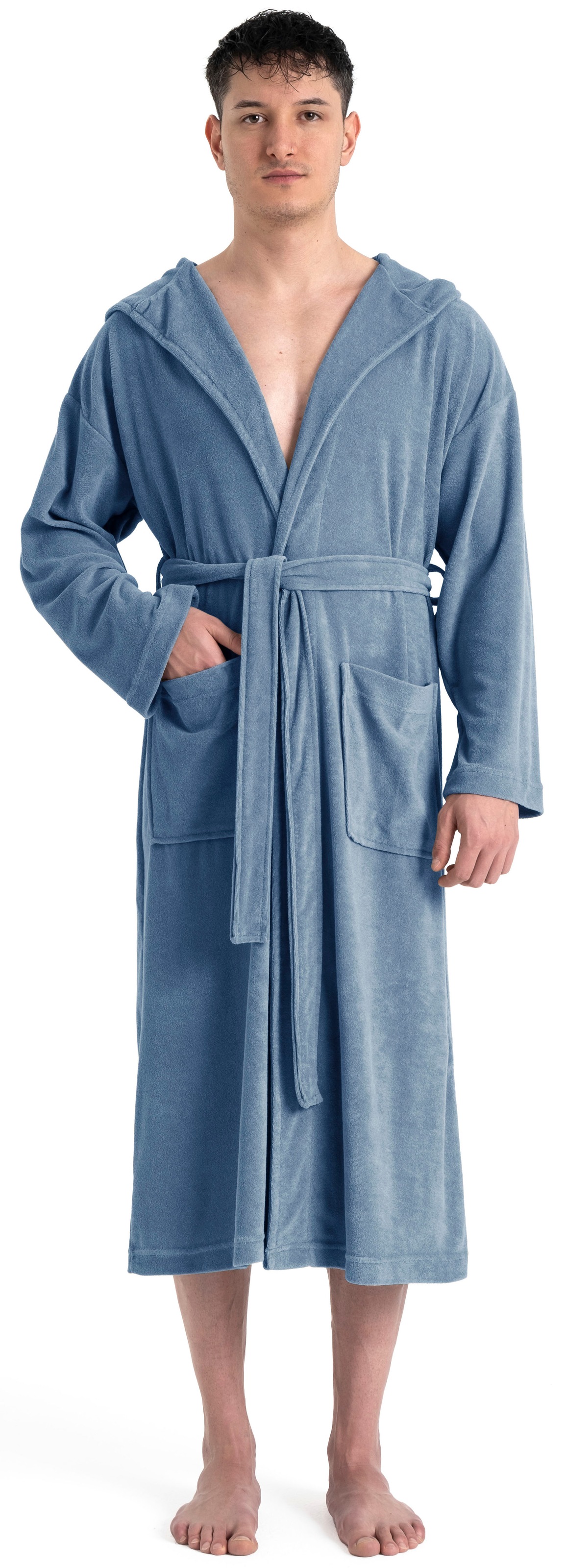 My Home Herren Herrenbademantel »Jule in blau, Größe M Länge: 120 cm