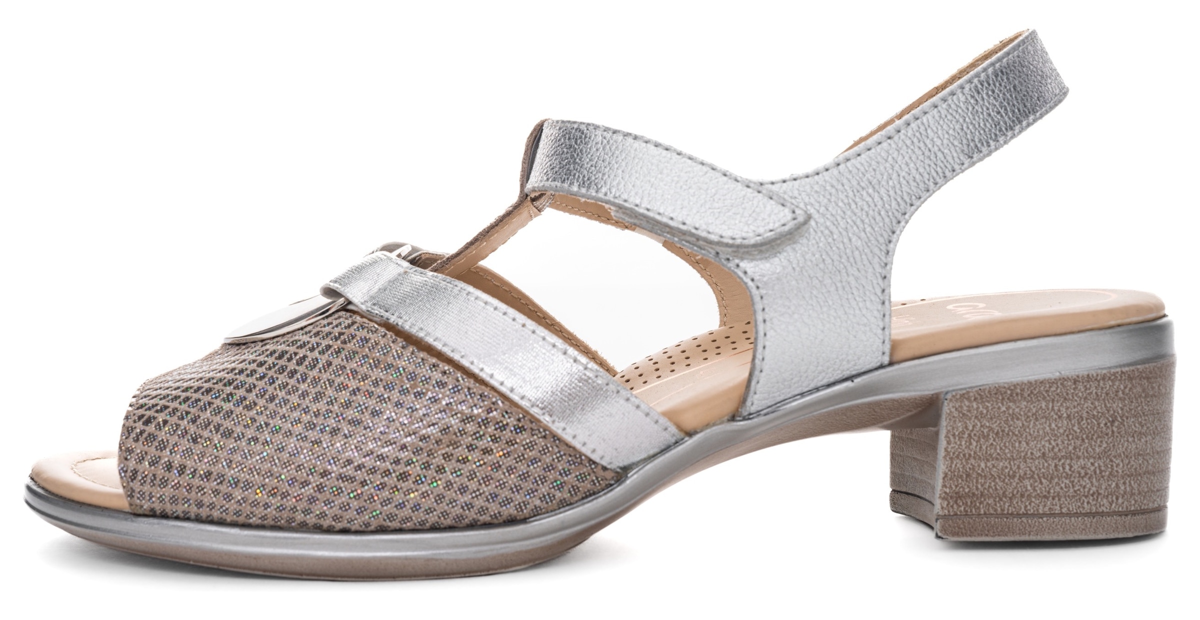 Ara Sandalette »LUGANO«, Festtagsschuh, Glitzersandale, Kitten Heel mit Blockabsatz, H-Weite