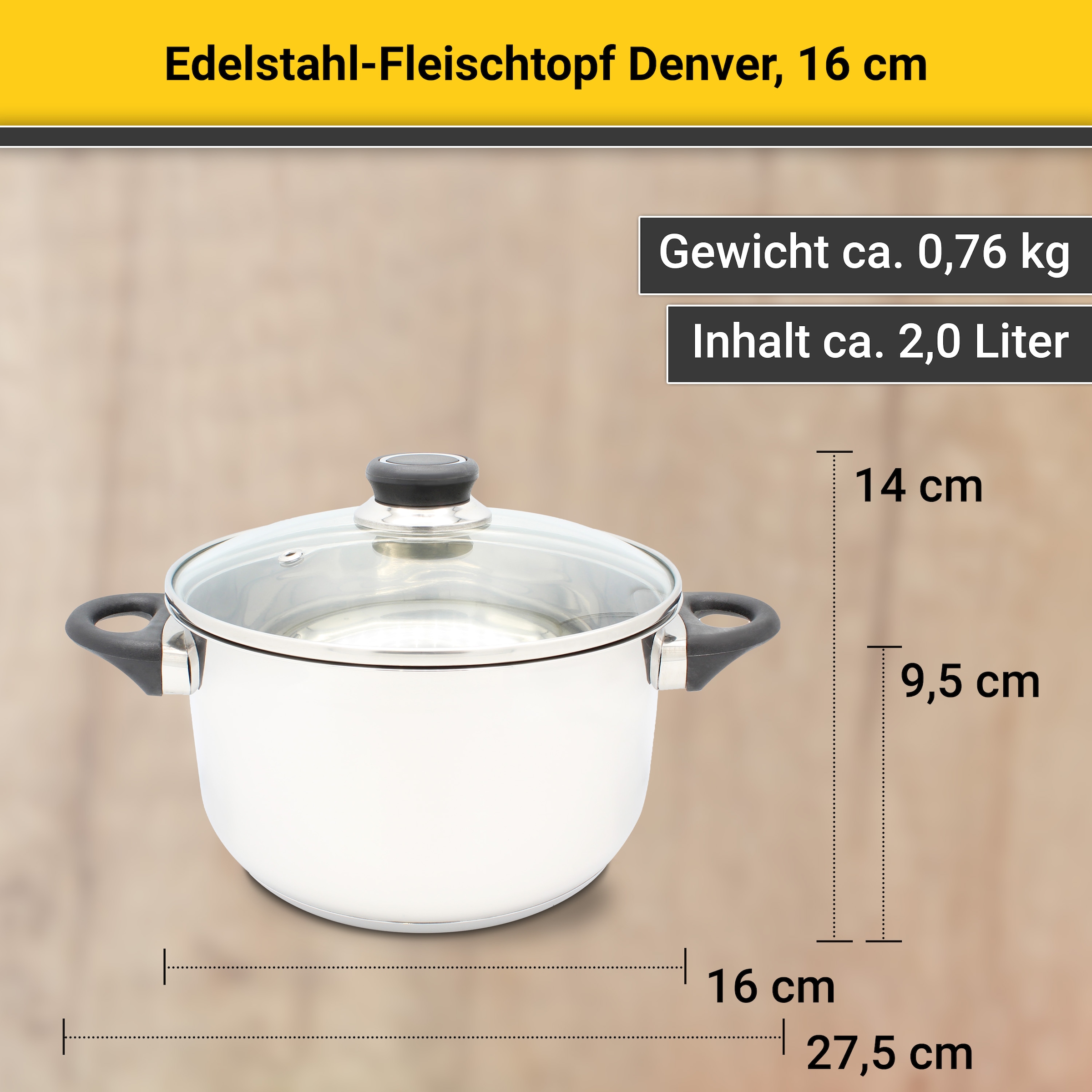 Krüger Fleischtopf »Denver« Edelstahl