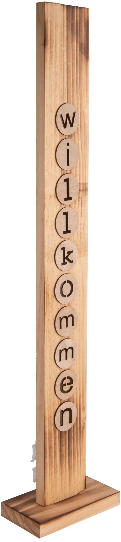 näve LED Dekoobjekt »Willkommen«, Leuchtmittel LED-Board | LED fest integriert, Holz-Stehleuchte, Höhe ca. 82cm, Batteriebetrieben
