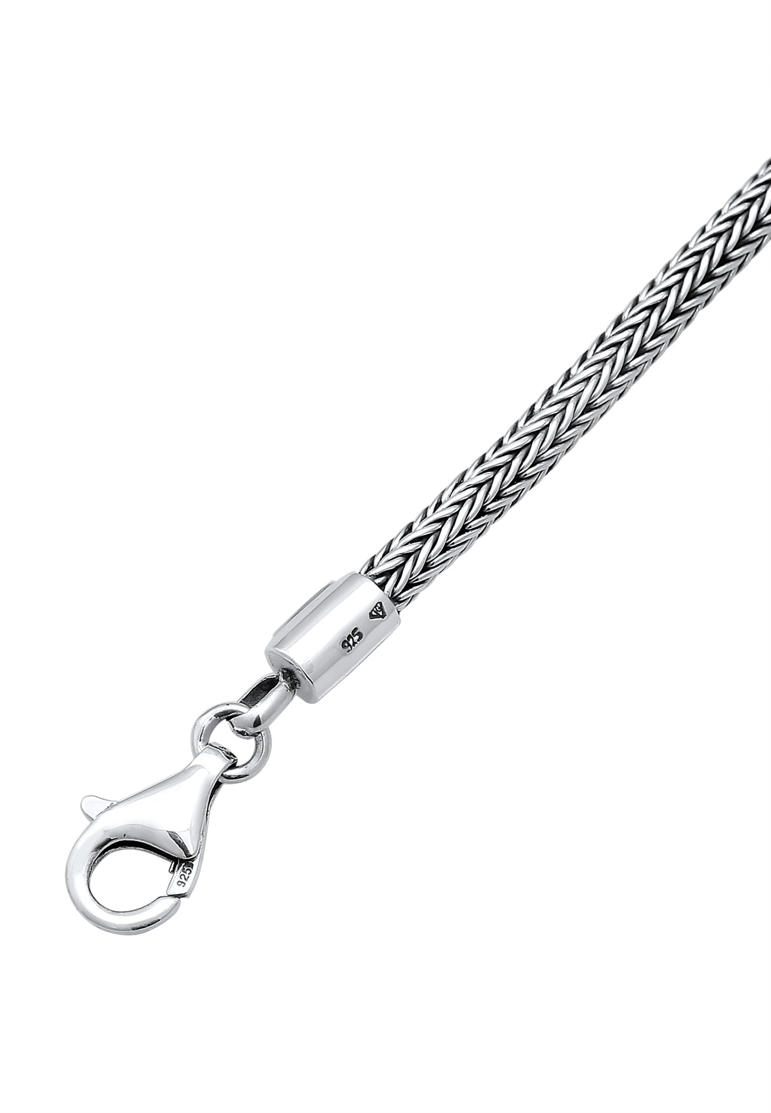 Kuzzoi Silberkette »Halskette Männer Zopf Schlangenkette 4mm Oxidiert 925 Silber«