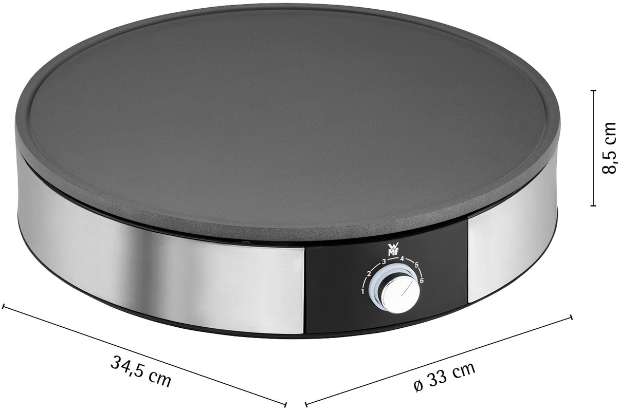 WMF Crêpesmaker »LONO Crêperie, abnehmbare, spülmaschinengeeignete Platte«, 1600 W, Ø 33 cm, inkl. Crepes-Wender und Teigverteiler, 6 Hitzestufen, Überflussrand