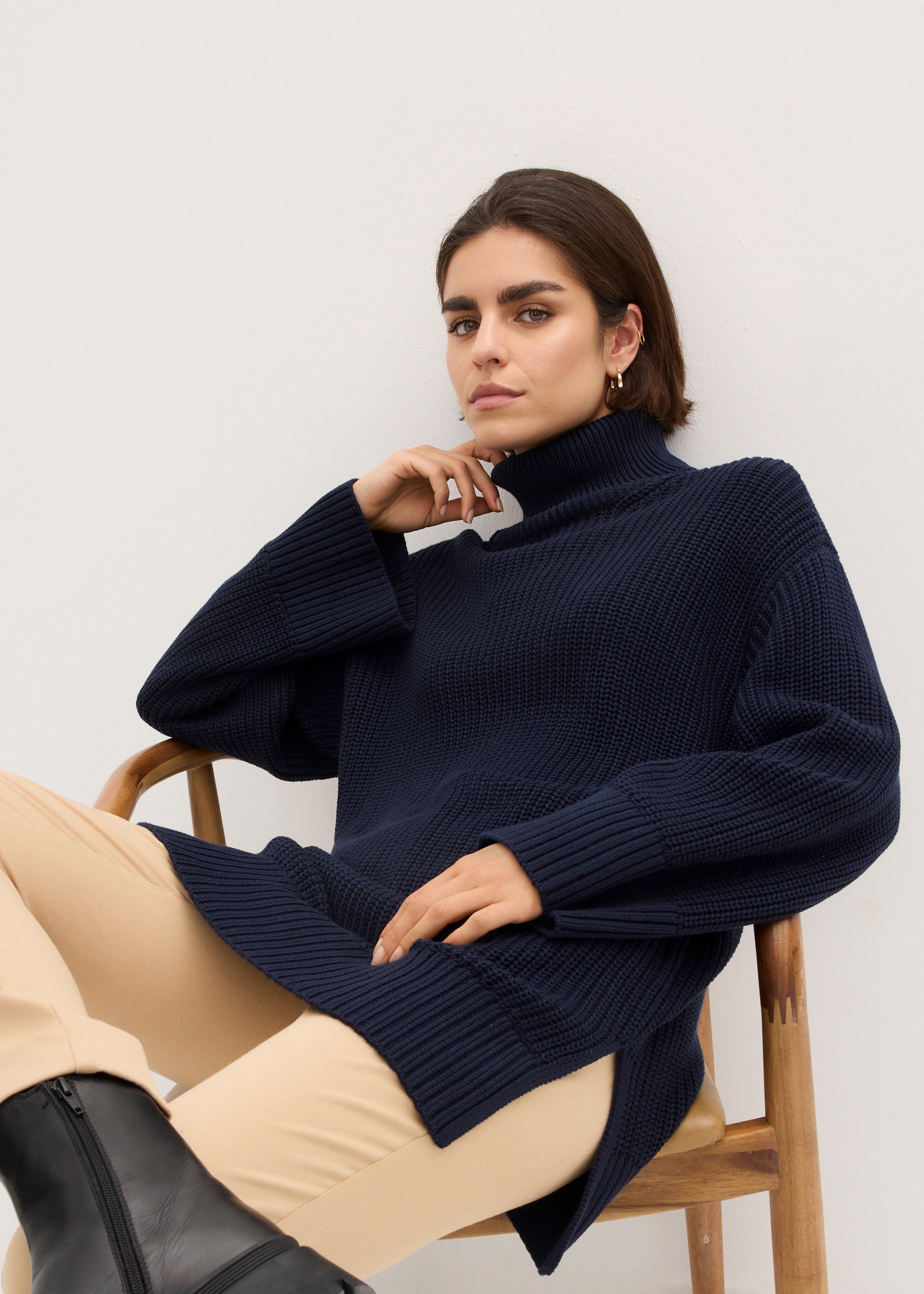 bonprix Rollkragenpullover »Oversize-Rollkragenpullover aus Baumwoll-Mix« Oversize-Rollkragenpullover aus Baumwoll-Mix