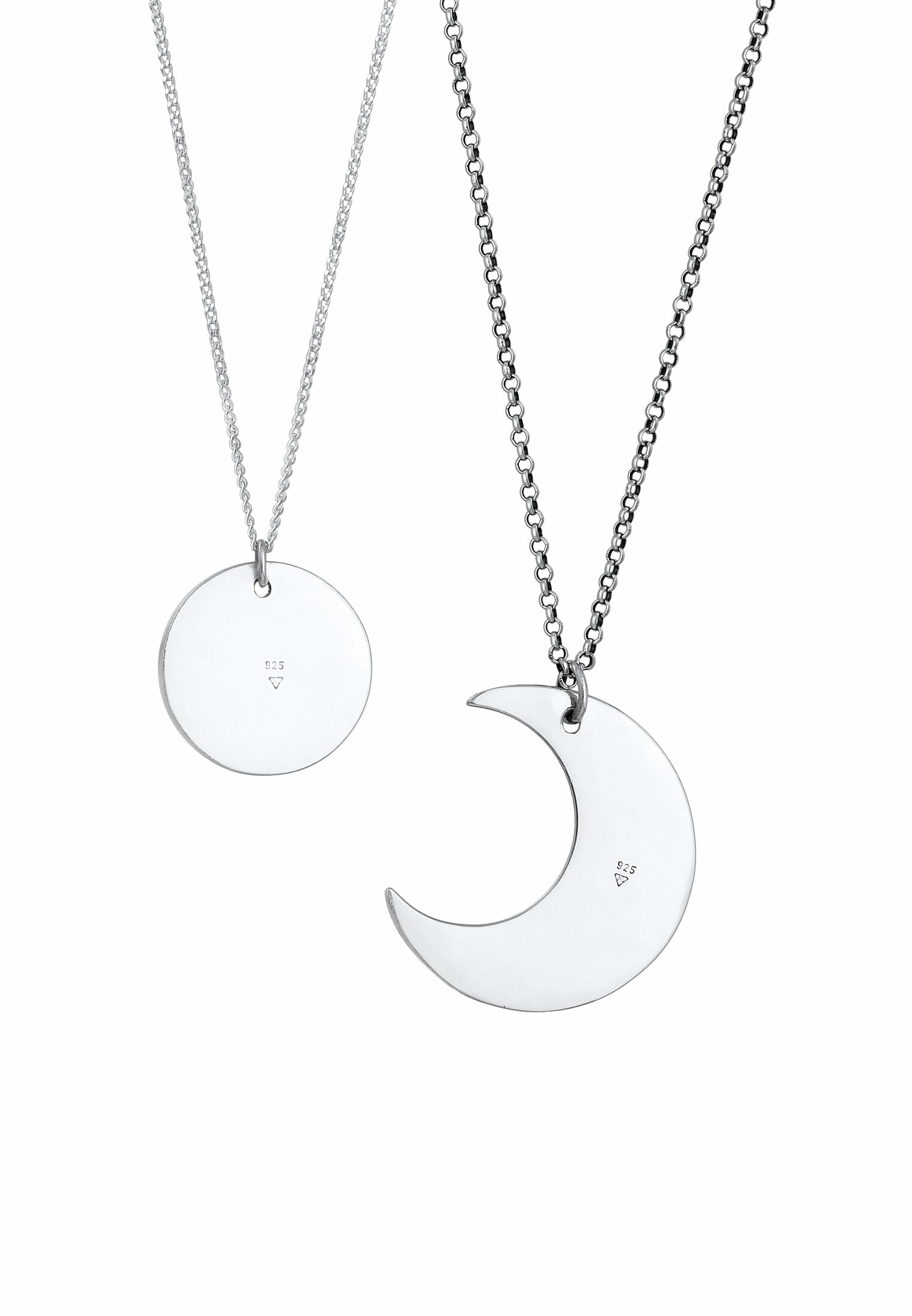 Elli Ketten-Set »Halskette Partnerkette Halbmond Sonne Plättchen 925 Silber«