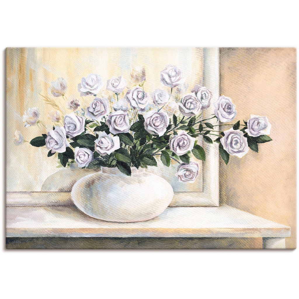 Artland Leinwandbild »Rosen auf Tisch II«, Blumen, (1 St.)