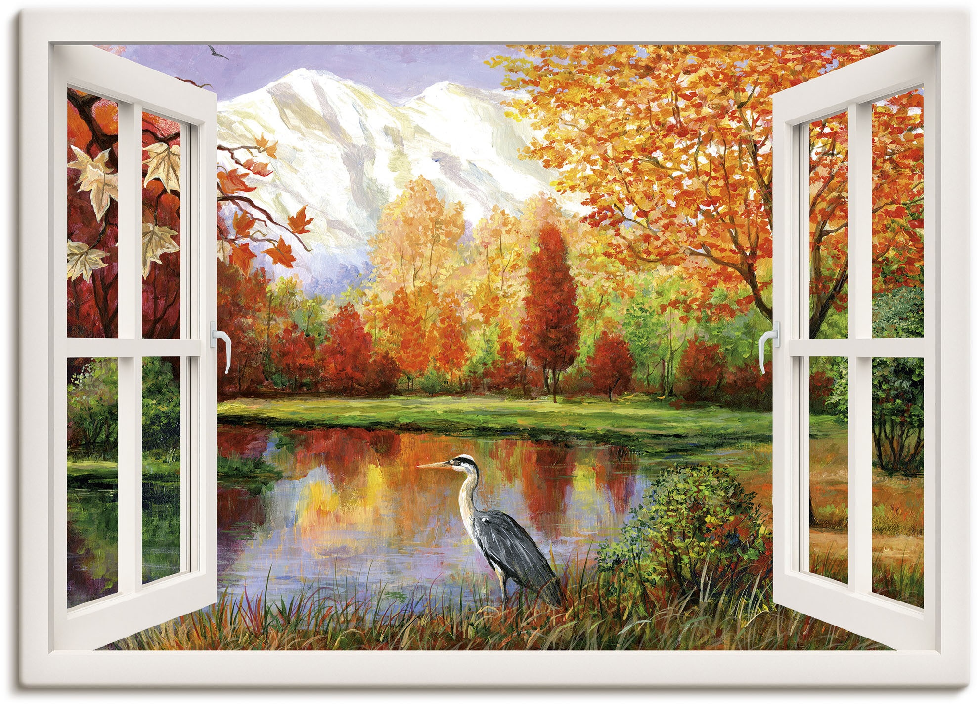 Artland Wandbild »Herbst am See«, Fensterblick, (1 St.), als Leinwandbild,  Wandaufkleber oder Poster in versch. Größen online bei OTTO