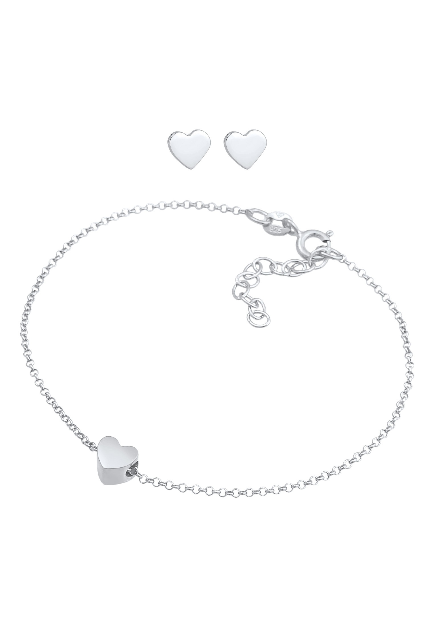 Elli Ohrring und Ketten Set »Schmuckset Herz Liebe Armband Ohrstecker Set 925 Silber«