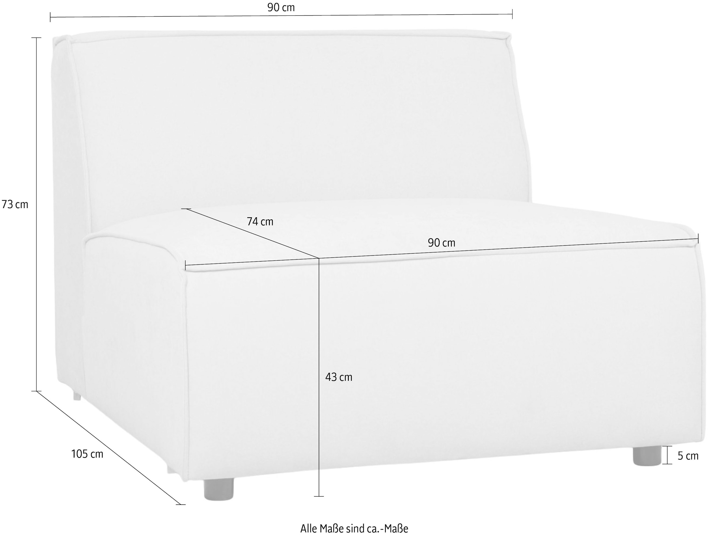 OTTO home Sessel »Jorrena, extra weicher Chenille-Stoff« Armloser 1-Sitzer, 3 Komfortstufen, 90x105 cm, mit Wellenunterfederung