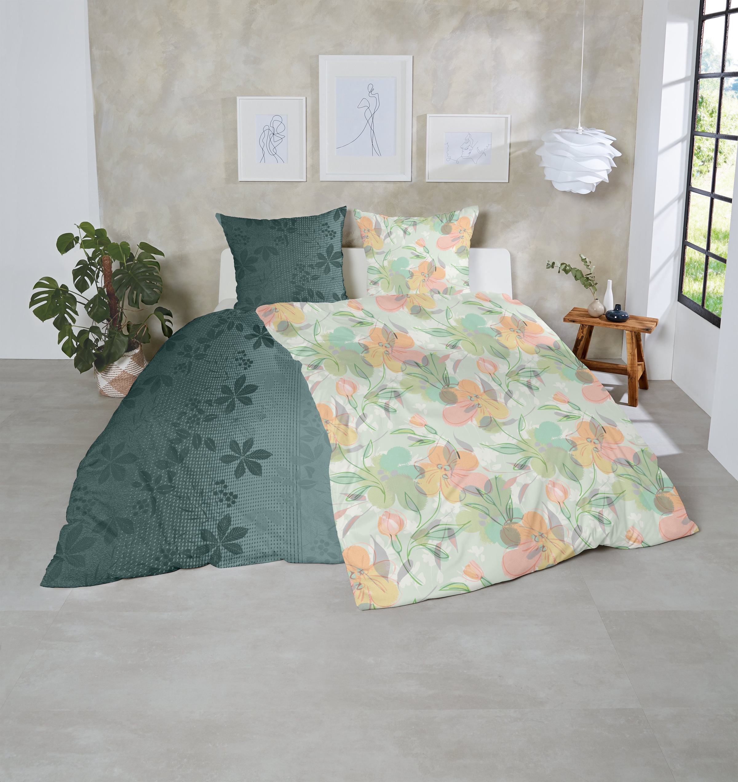 Primera Bettwäsche »Feinbiber-Bettwäsche Floris« 2 Stk. tlg. mit zarten Blüten