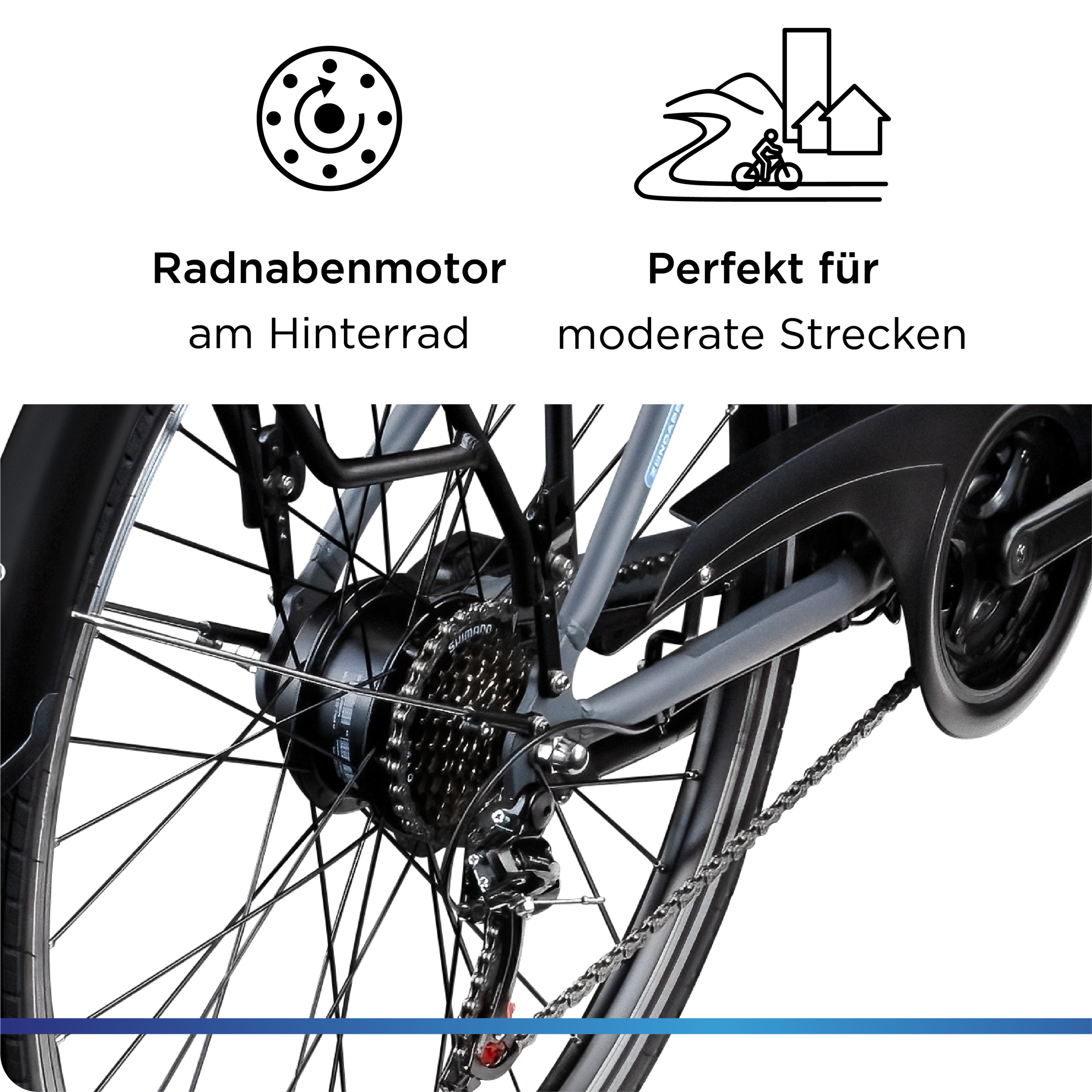 Zündapp »Green 7.7 Damen« 21 Gang Shimano Tourney Schaltwerk Kettenschaltung Heckmotor 250 W Pedelec, Elektrofahrrad für Damen
