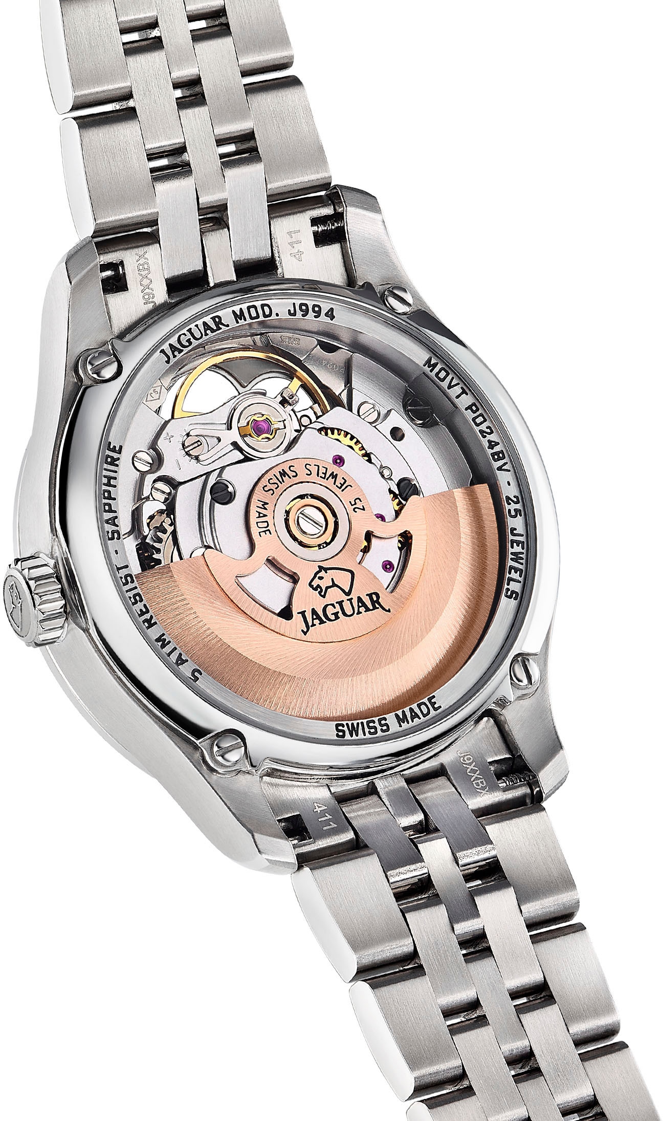 Jaguar Automatikuhr, Armbanduhr, Damenuhr, offene Unruh in Herzform, Saphirglas, Swiss Made