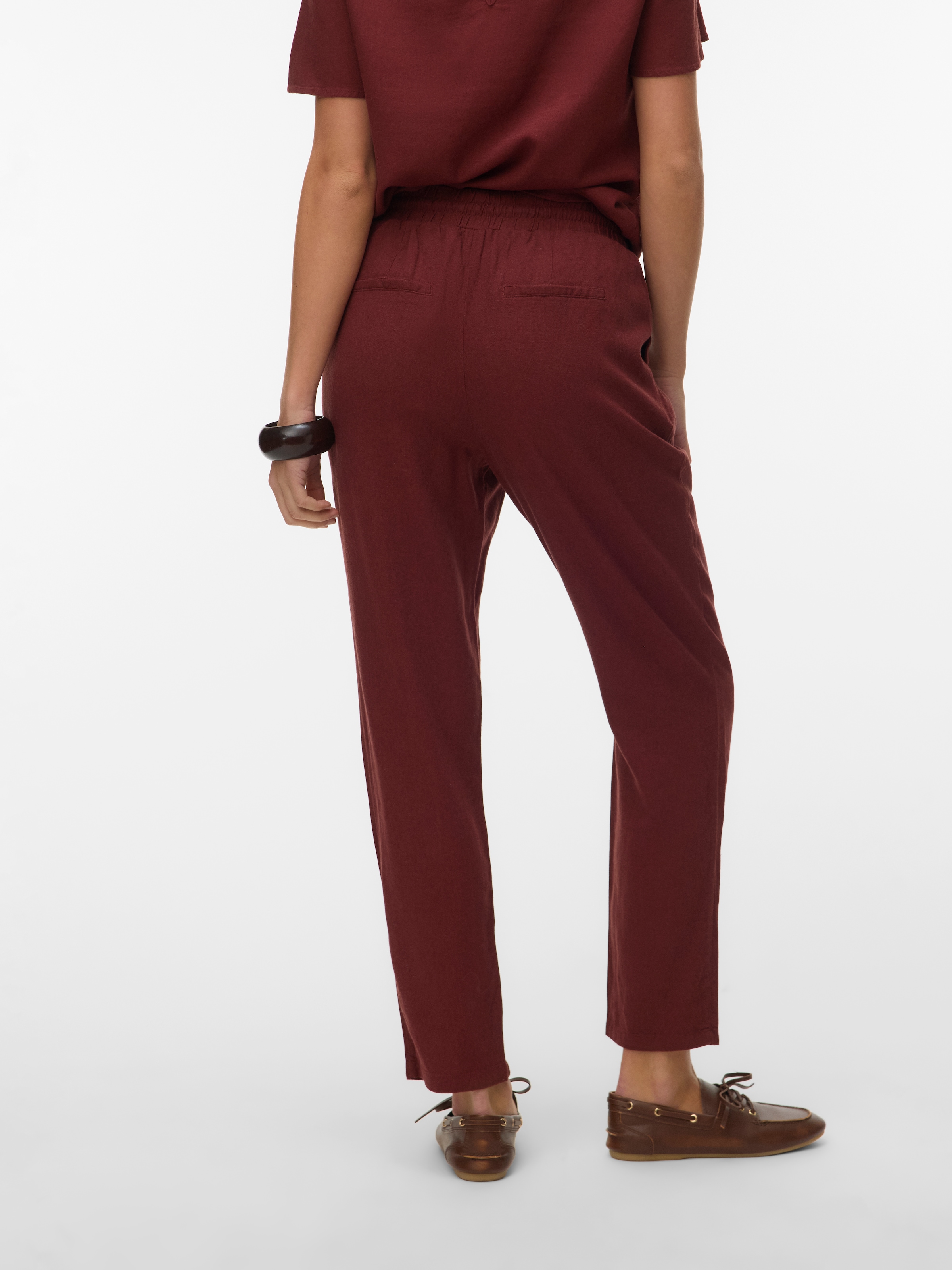 Vero Moda Schlupfhose »VMJESMILO MW ANKLE PANTS WVN NOOS«  mit Leinen, elastisches Bündchen und Kordelzug