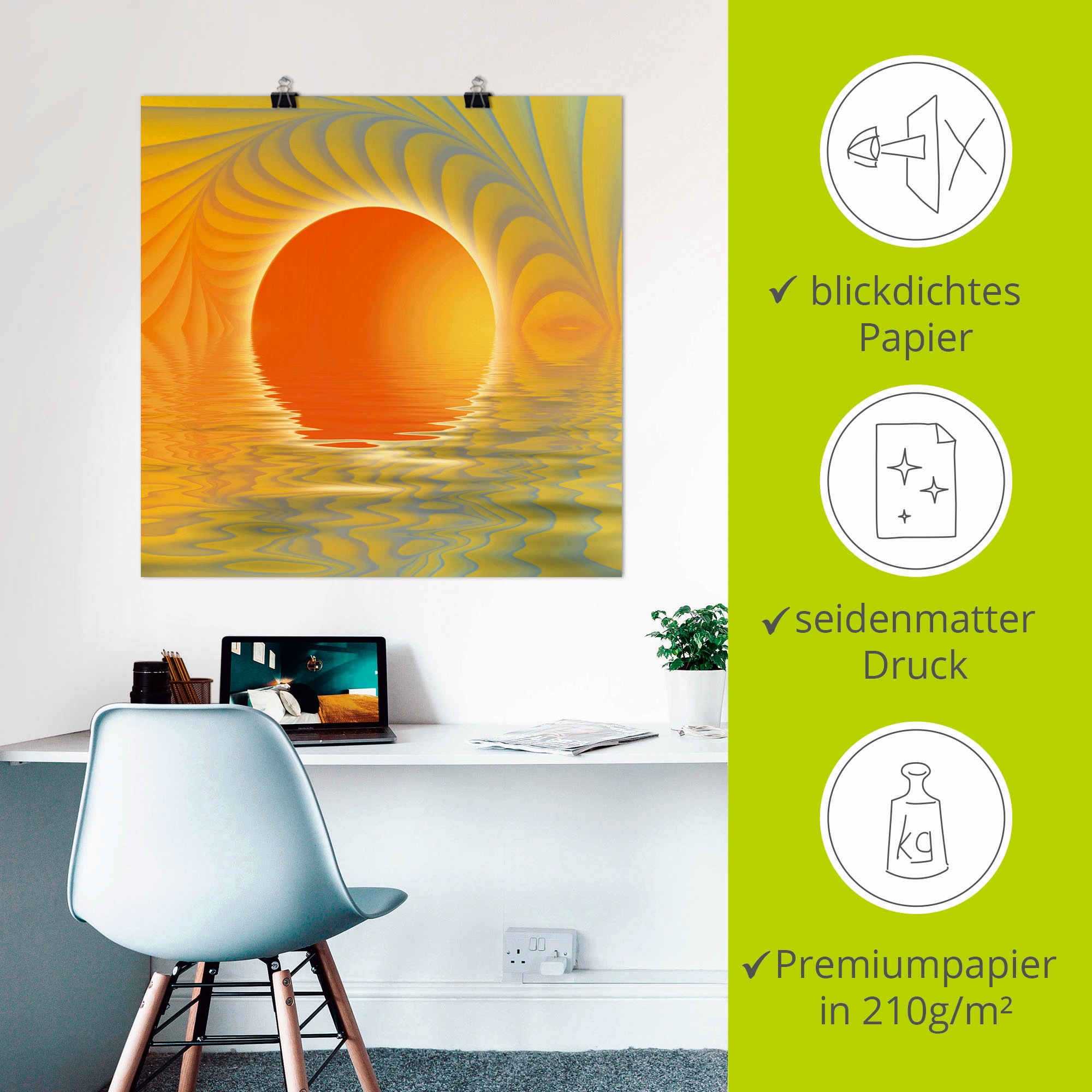 Artland Wandbild »Abstrakter Sonnenuntergang«, Muster, (1 St.), als Leinwandbild, Poster in verschied. Größen