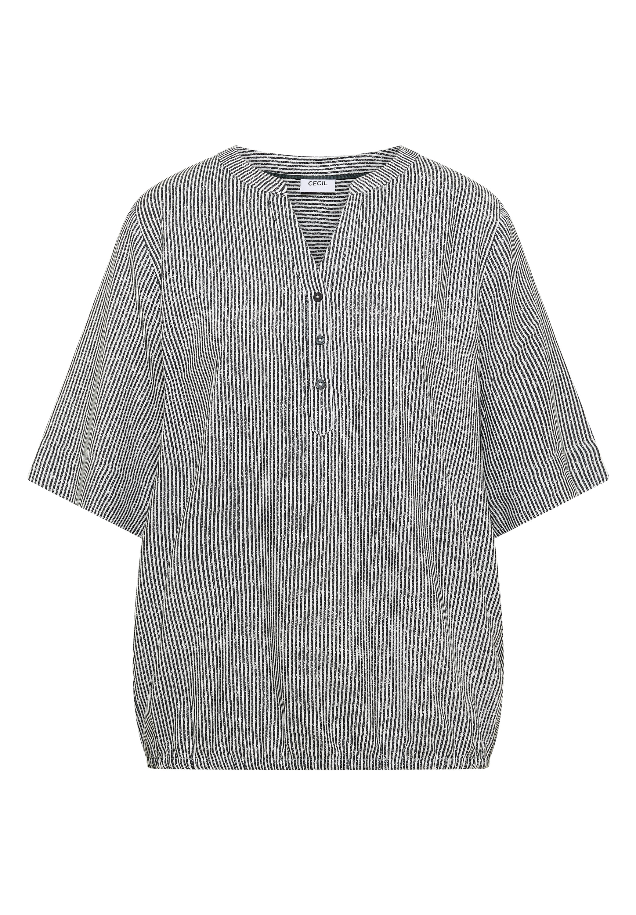 Cecil Kurzarmbluse Sommerbluse mit Split Neck und Streifen