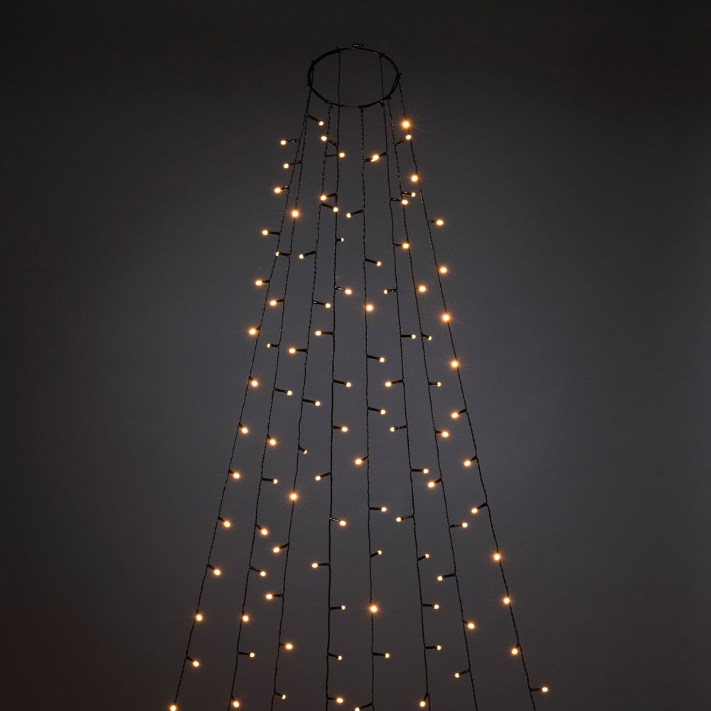 KONSTSMIDE LED-Baummantel »Weihnachtsdeko aussen, Christbaumschmuck, 8h Timer, vormontiert«, Ring Ø 17, 8 Stränge à 70 bernsteinfarbene Dioden, mit Glimmereffekt