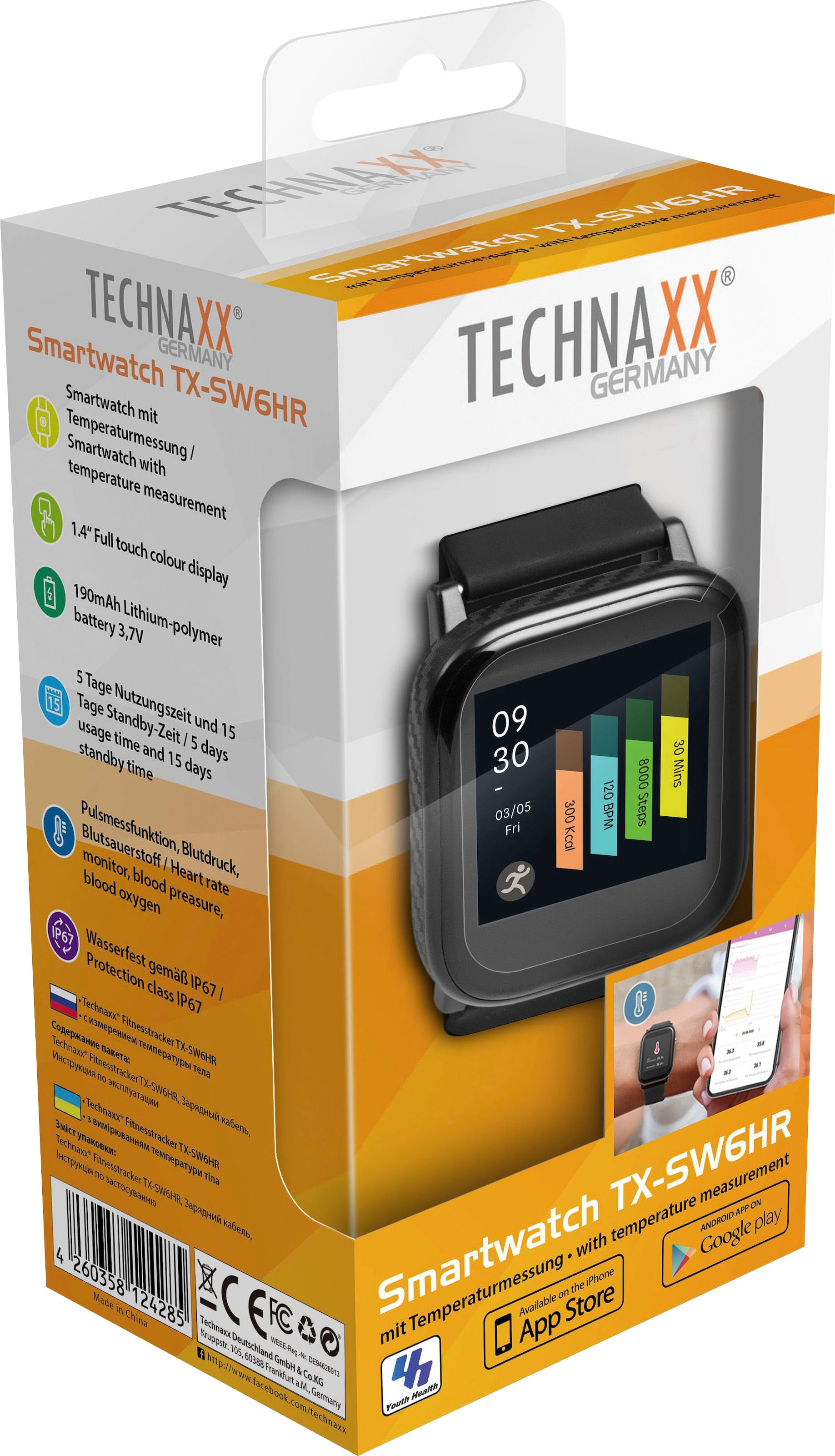 Technaxx Smartwatch »TX-SW6HR«, (3,55 cm / 1,4 Zoll), Proprietär,)