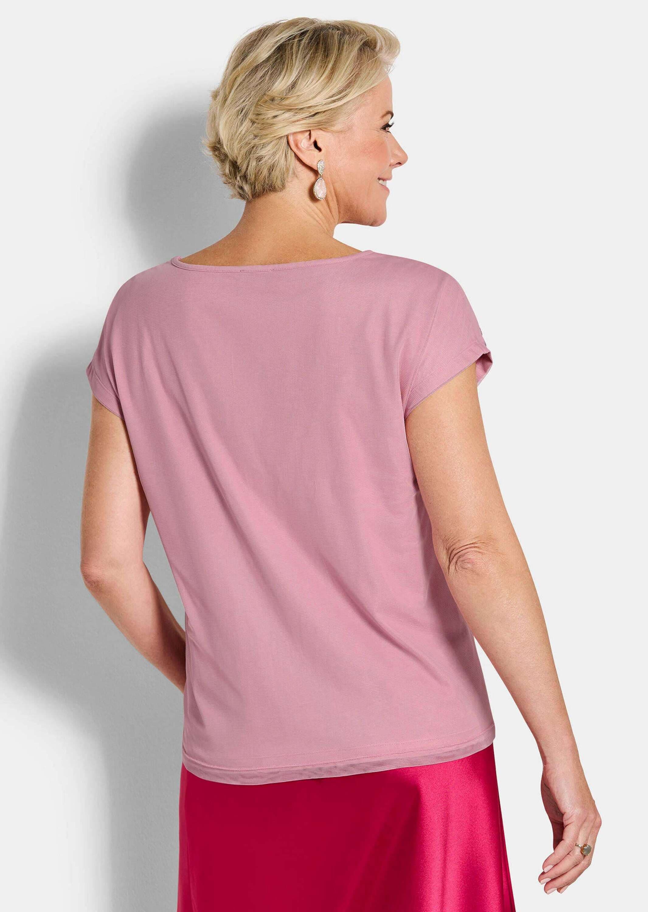 GOLDNER Kurzarmshirt »Blusenshirt mit Pailletten« aufwendige Paillettenstickerei auf dem Vorderteil